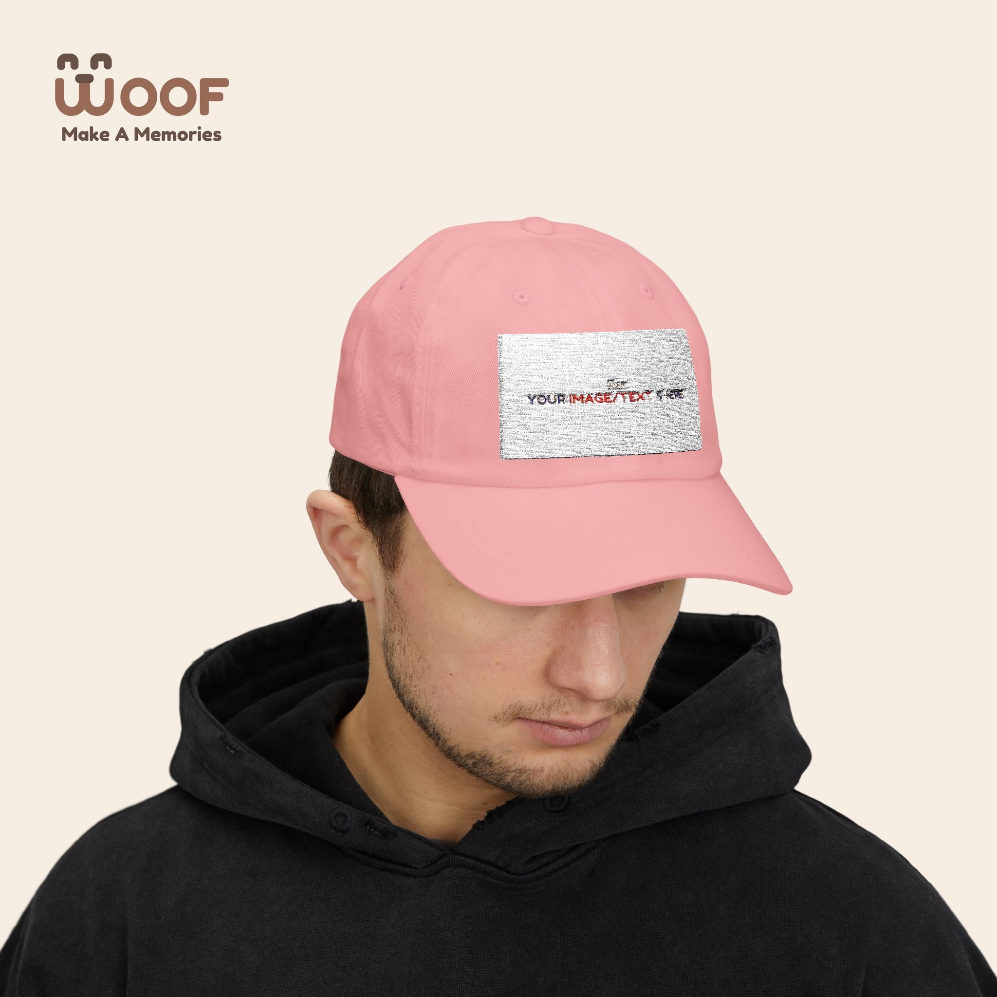 Classic Dad Cap with Woof Design, Adjustable Cap for Dog Lovers, Gift for Pet Owners, Casual Style Hat, Everyday Wear
