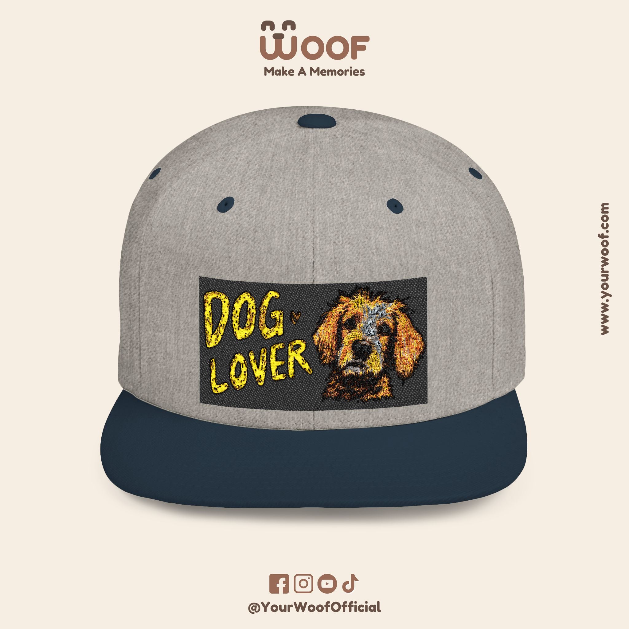 Dog Lover Flat Bill Snapback Hat, Casual Cap for Pet Owners, Dog Gift, Adjustable Hat, Fashion Accessory for Animal Lovers