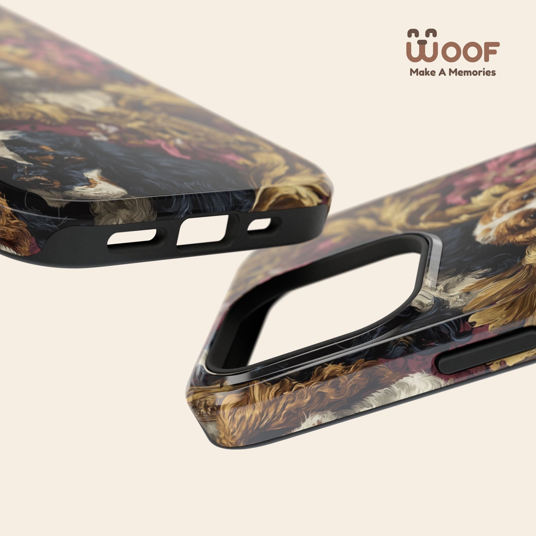 Elegant Pet Portrait Phone Case – Floral Design, Dog Lover Gift, Durable Phone Cover, Unique Art Case, Stylish Accessory
