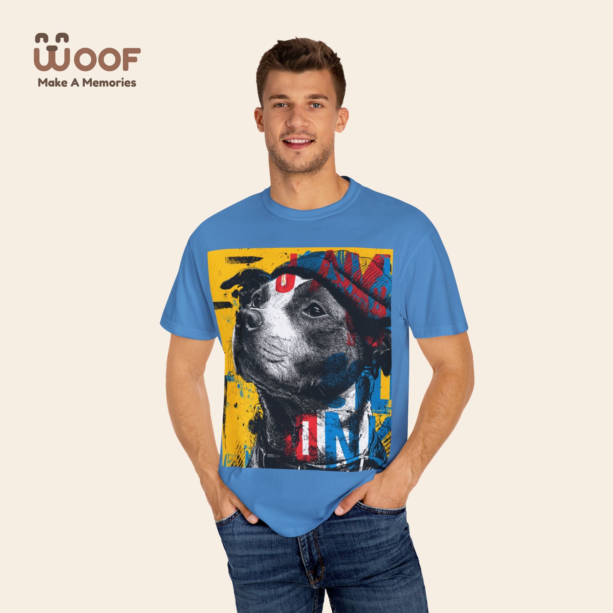 Vibrant Dog Art T-Shirt | Unisex Garment-Dyed Tee for Animal Lovers, Pet Enthusiasts, Gift for Dog Owners, Cute Pet Apparel, Summer Fashion