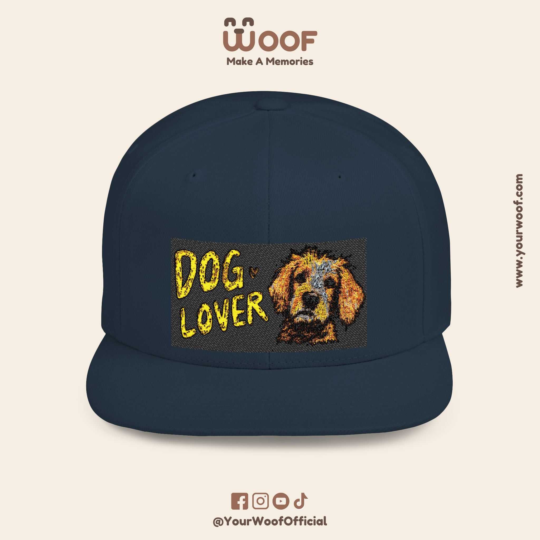 Dog Lover Flat Bill Snapback Hat, Casual Cap for Pet Owners, Dog Gift, Adjustable Hat, Fashion Accessory for Animal Lovers