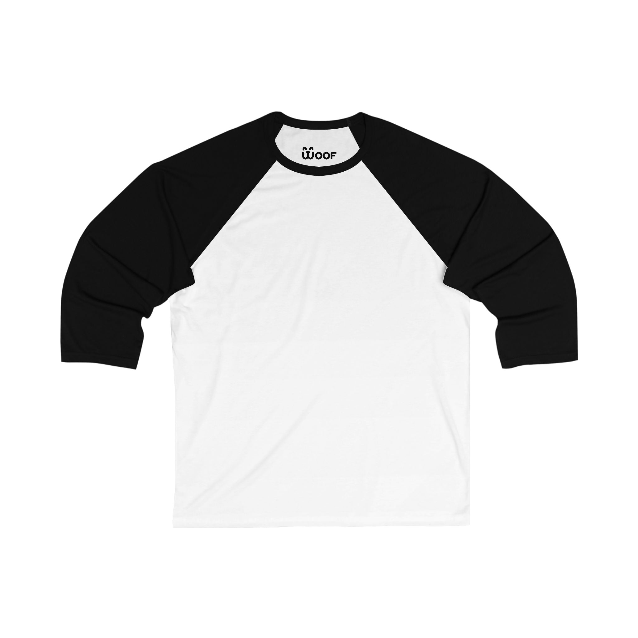 Woof Unisex 3/4 Sleeve Baseball Tee - Fun Dog Lover Shirt, Pet Adoption Event Tee, Casual Everyday Wear, Gift for Dog Parents, Animal [...]