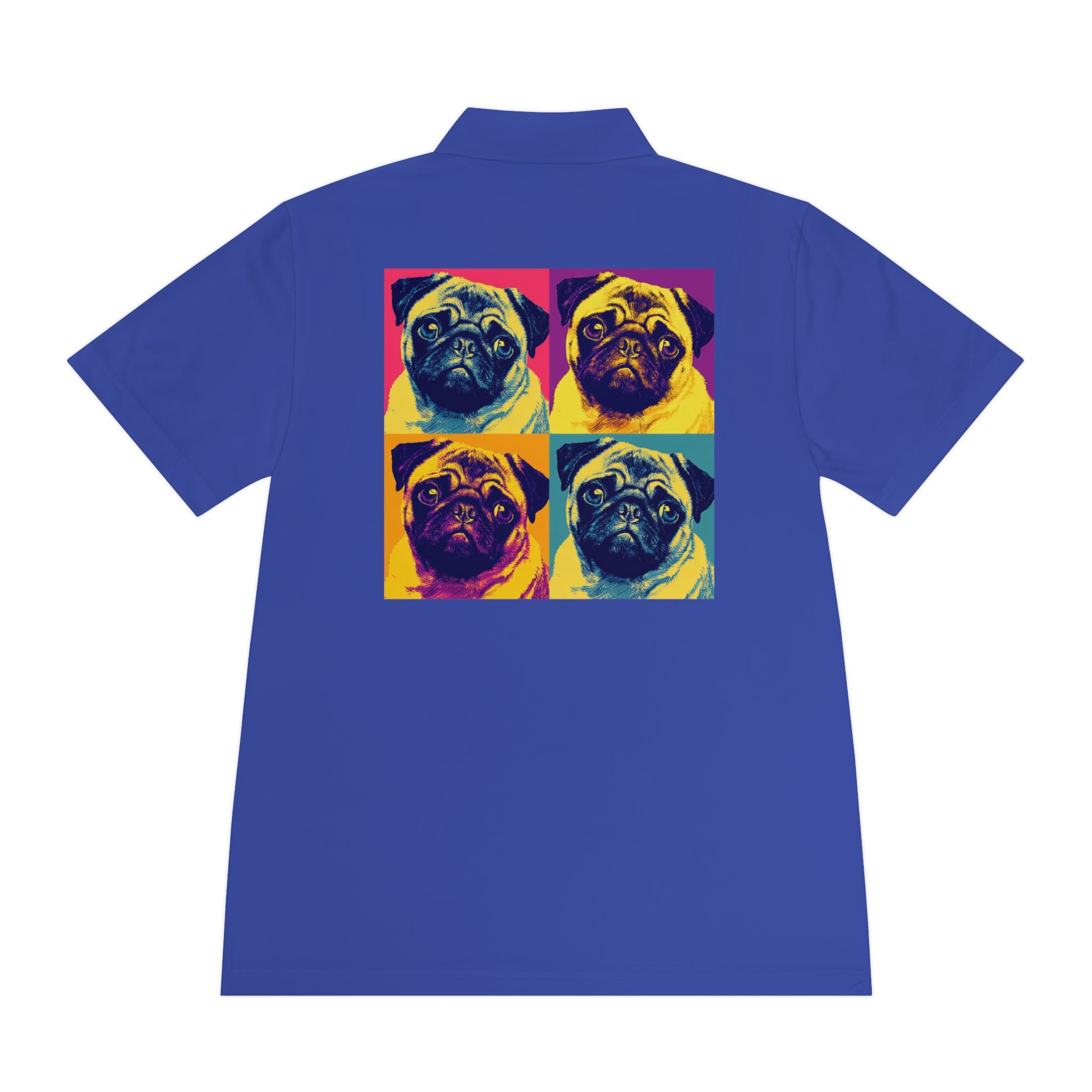 Men's Sport Polo Shirt with Colorful Pug Design, Fun Casual Wear, Dog Lover Gift, Unique Sports Polo, Stylish Outdoor Apparel