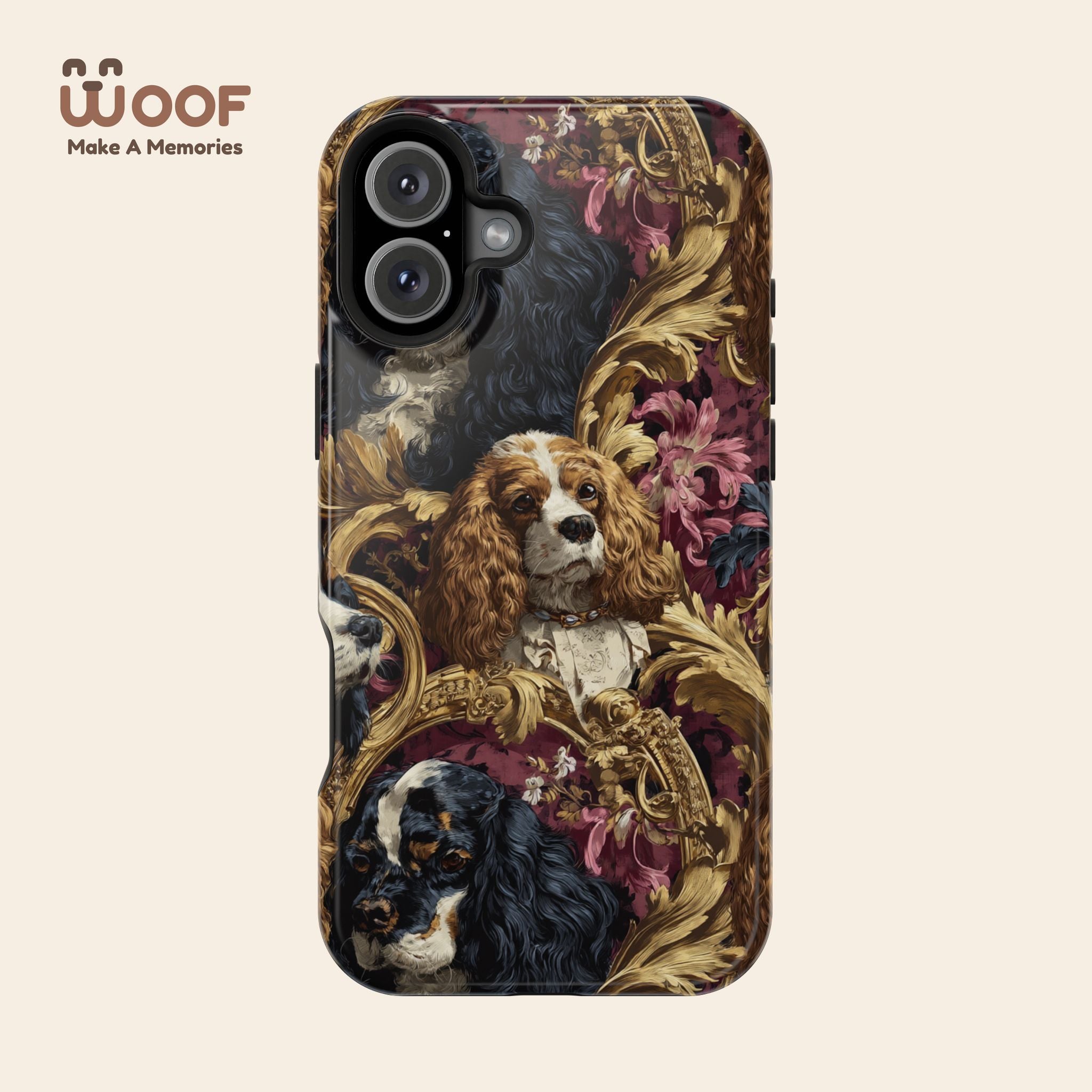 Elegant Pet Portrait Phone Case – Floral Design, Dog Lover Gift, Durable Phone Cover, Unique Art Case, Stylish Accessory