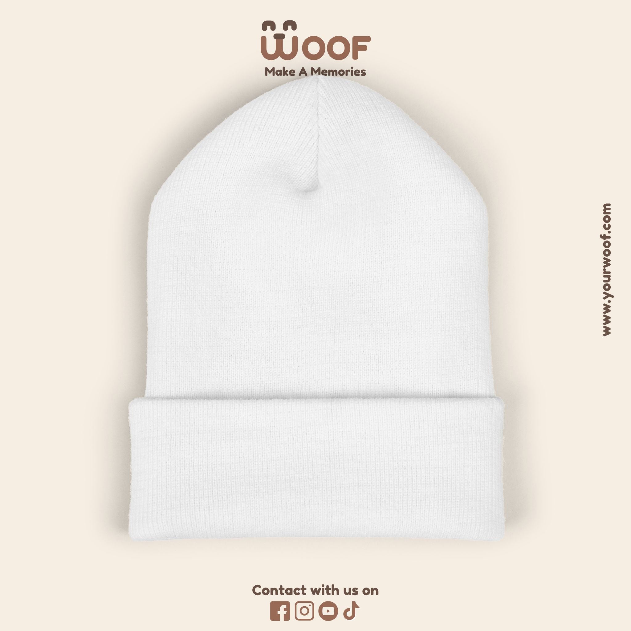 Classic Cuffed Beanie with 'Woof' Embroidery - Perfect for Dog Lovers, Winter Wear, Gift for Pet Owners, Cozy Accessory, Everyday Style