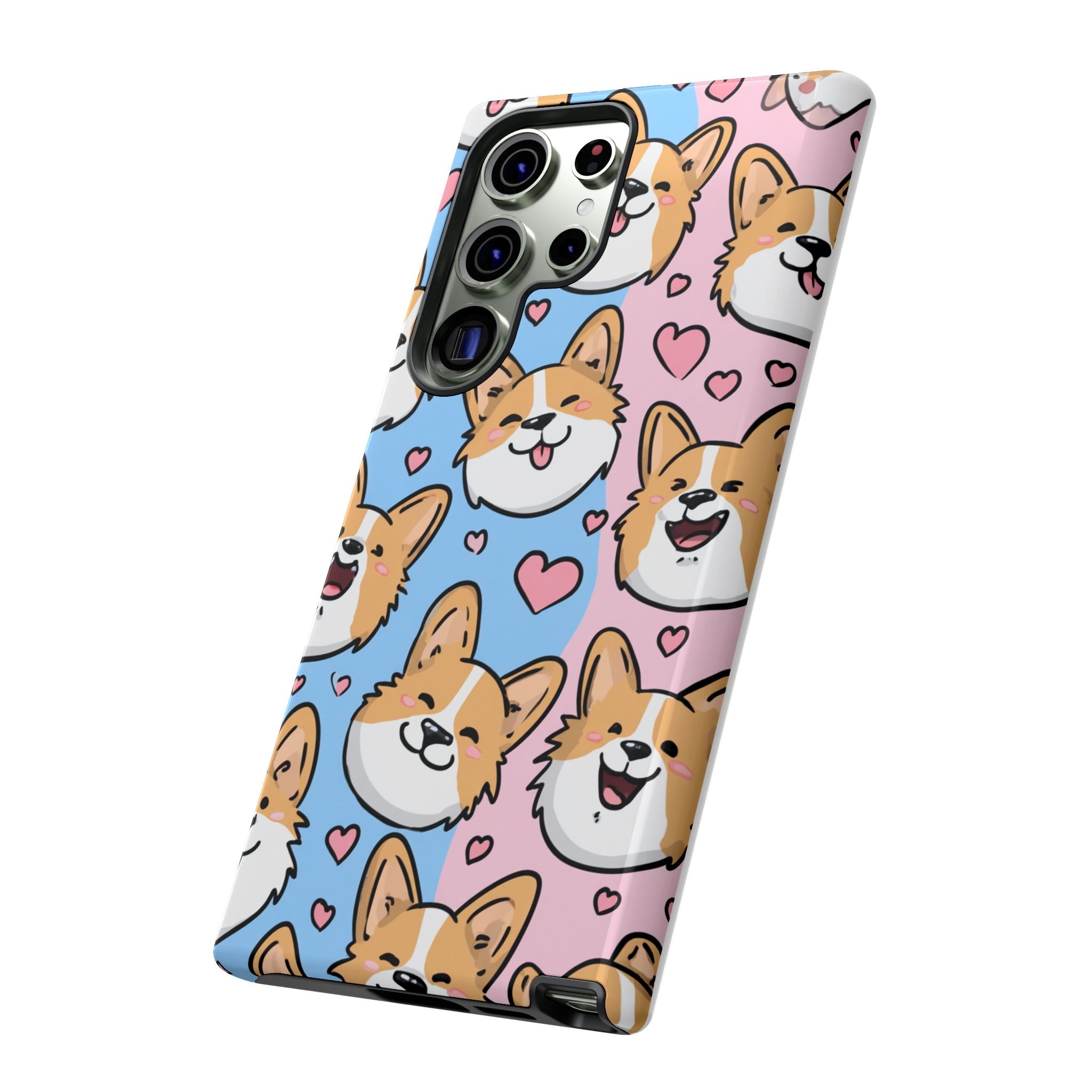 Cute Corgi Phone Case – Fun & Playful Protection with Love Hearts