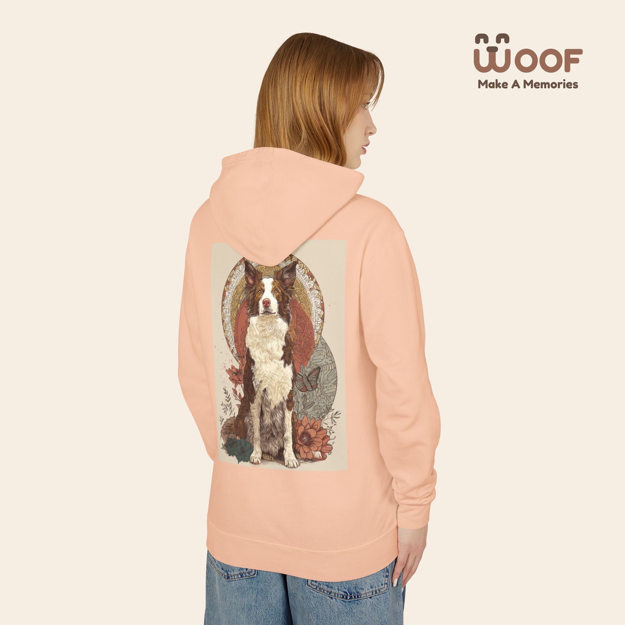 Vintage Dog Art Unisex Lightweight Hooded Sweatshirt - Pet Lover Gift, Nature-Inspired Apparel, Cozy Spring Layer, Dog-Themed Fashion