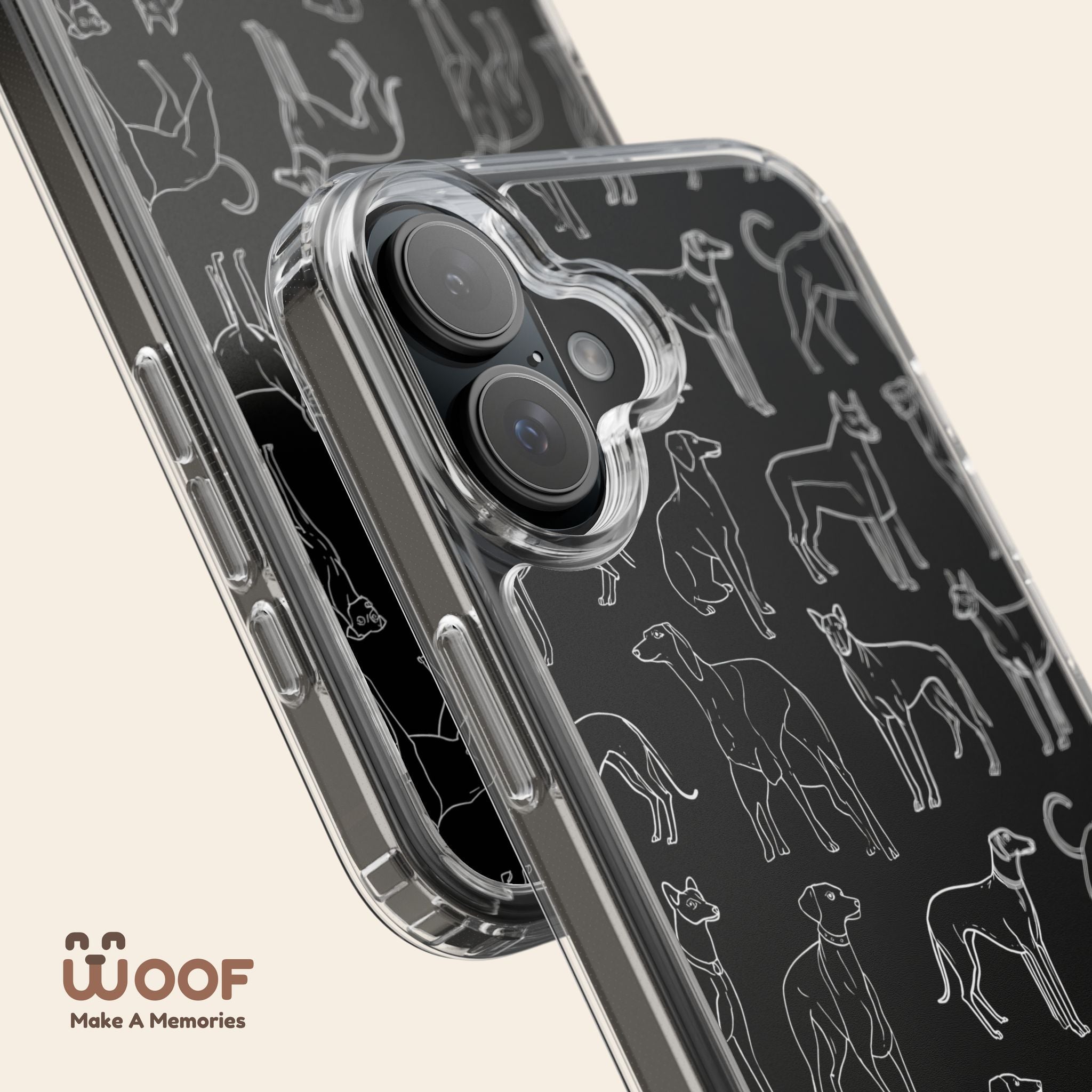 Stylish Dog Print Clear Phone Case, Pet Lover Gift, Customizable Clear Cases, Dog Owner Accessories, Cute Phone Covers