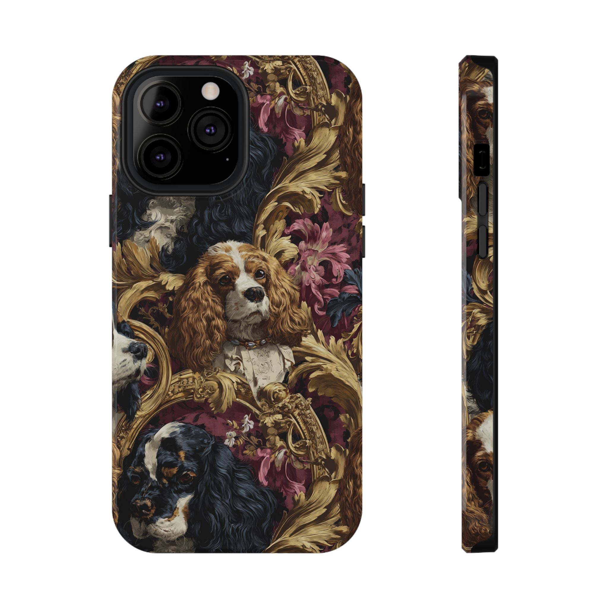 Elegant Pet Portrait Phone Case – Floral Design, Dog Lover Gift, Durable Phone Cover, Unique Art Case, Stylish Accessory