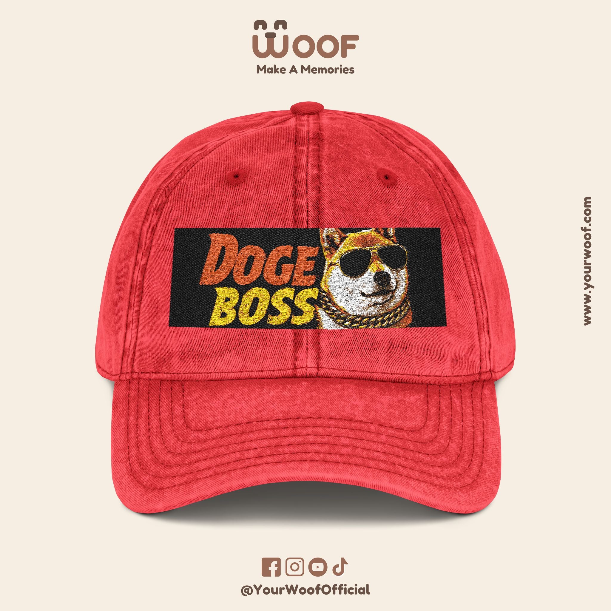 Vintage Doge Boss Cap, Retro Embroidered Hat, Unique Gift for Meme Lovers, Trendy Dad Hat, Cool Casual Accessory