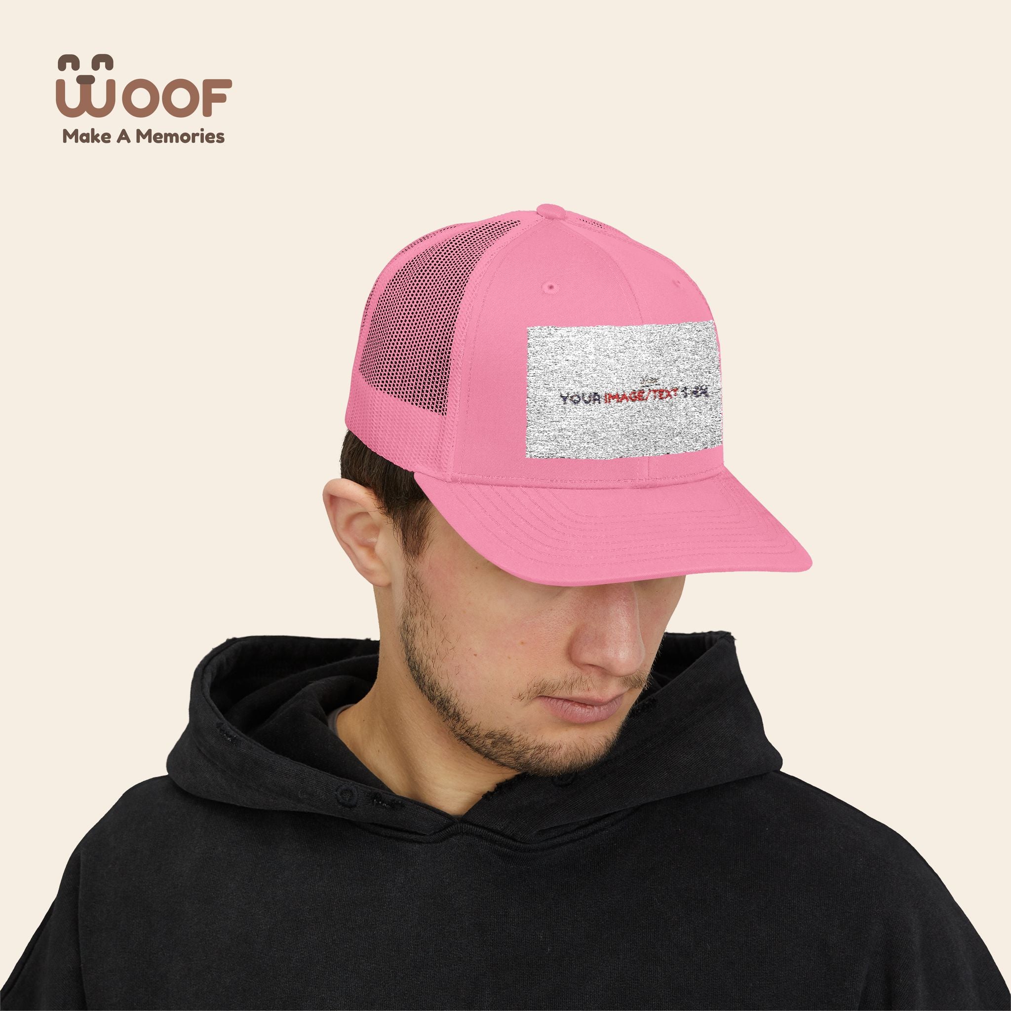 Woof Snapback Trucker Cap - Pet Lovers Gift, Dog Mom Hat, Casual Outdoor Accessory, Fun Pet Apparel, Unique Dog Dad Gift