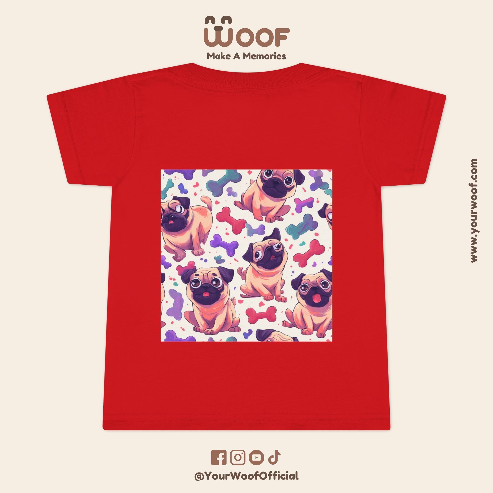 Pug Pattern Toddler T-Shirt, Cute Dog Tee, Kids Wear, Birthday Outfit, Animal Lover Gift, Playful Design, Fun Fashion