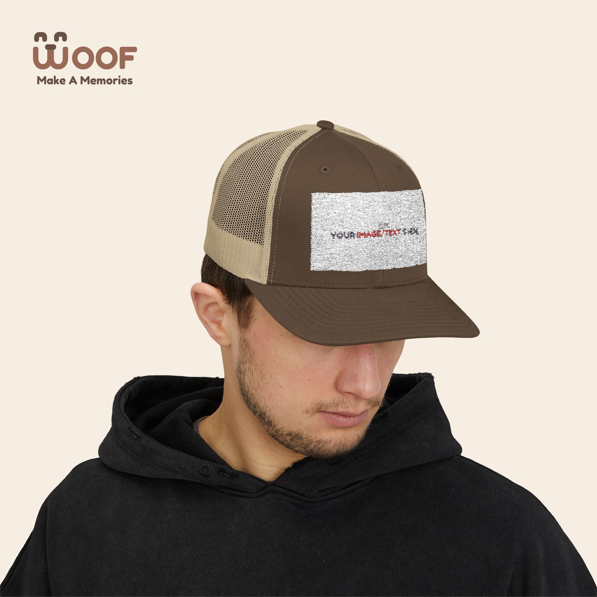 Woof Snapback Trucker Cap - Pet Lovers Gift, Dog Mom Hat, Casual Outdoor Accessory, Fun Pet Apparel, Unique Dog Dad Gift