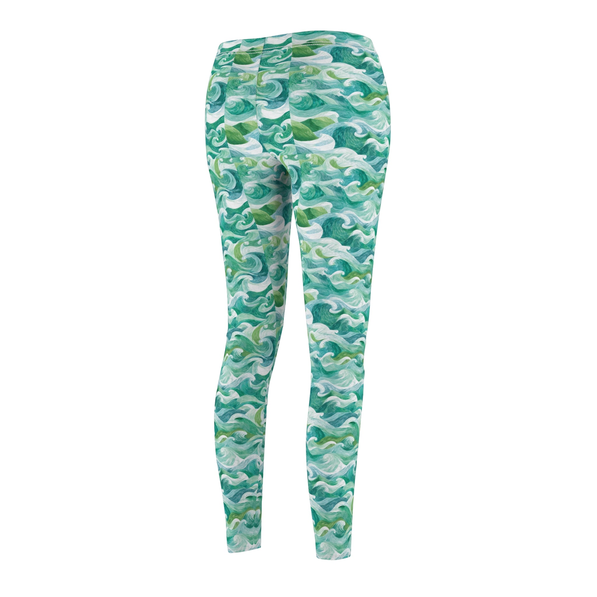 Women's Casual Leggings - Ocean Wave Print, Activewear, Yoga Pants, Athleisure, Exercise, Beachwear
