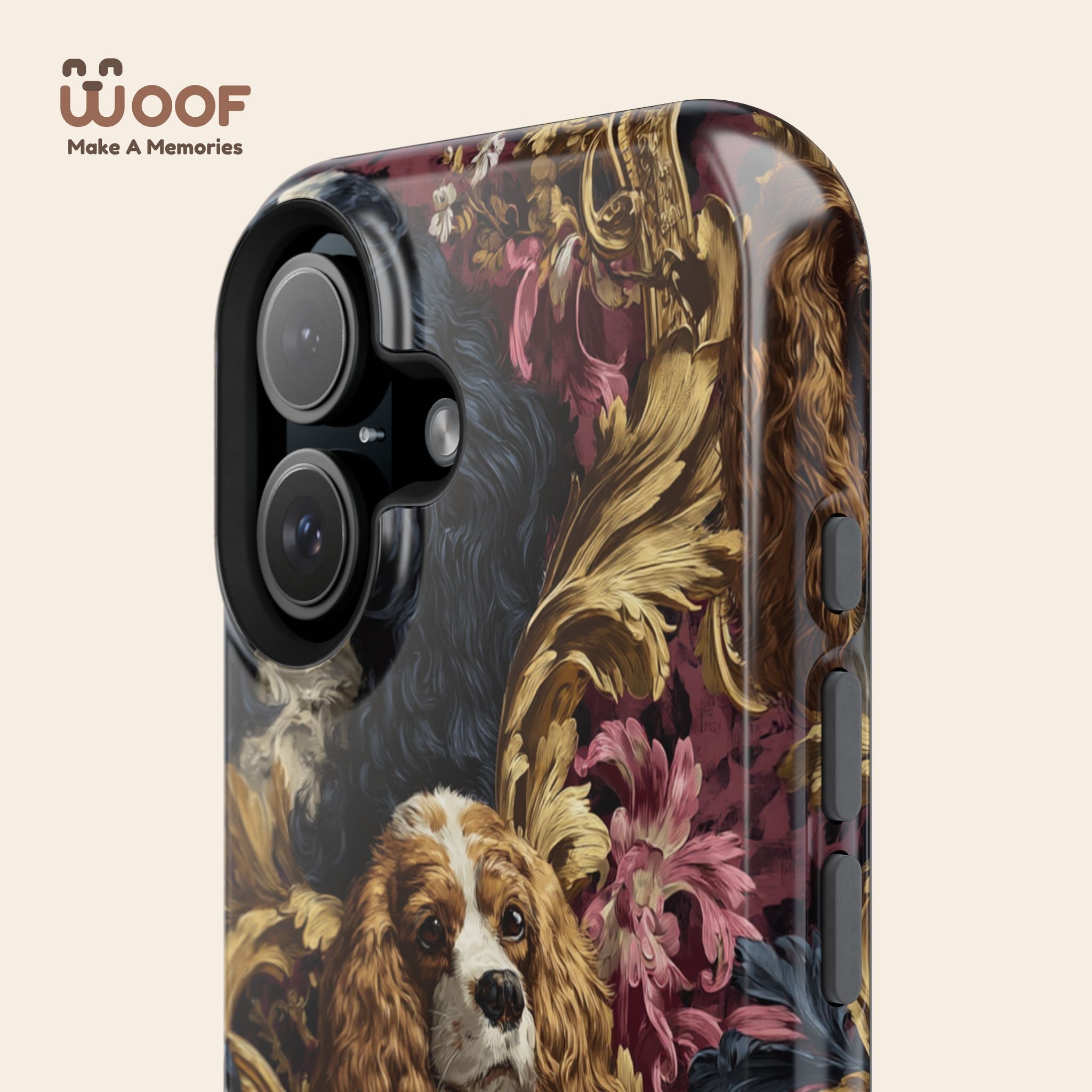 Elegant Pet Portrait Phone Case – Floral Design, Dog Lover Gift, Durable Phone Cover, Unique Art Case, Stylish Accessory