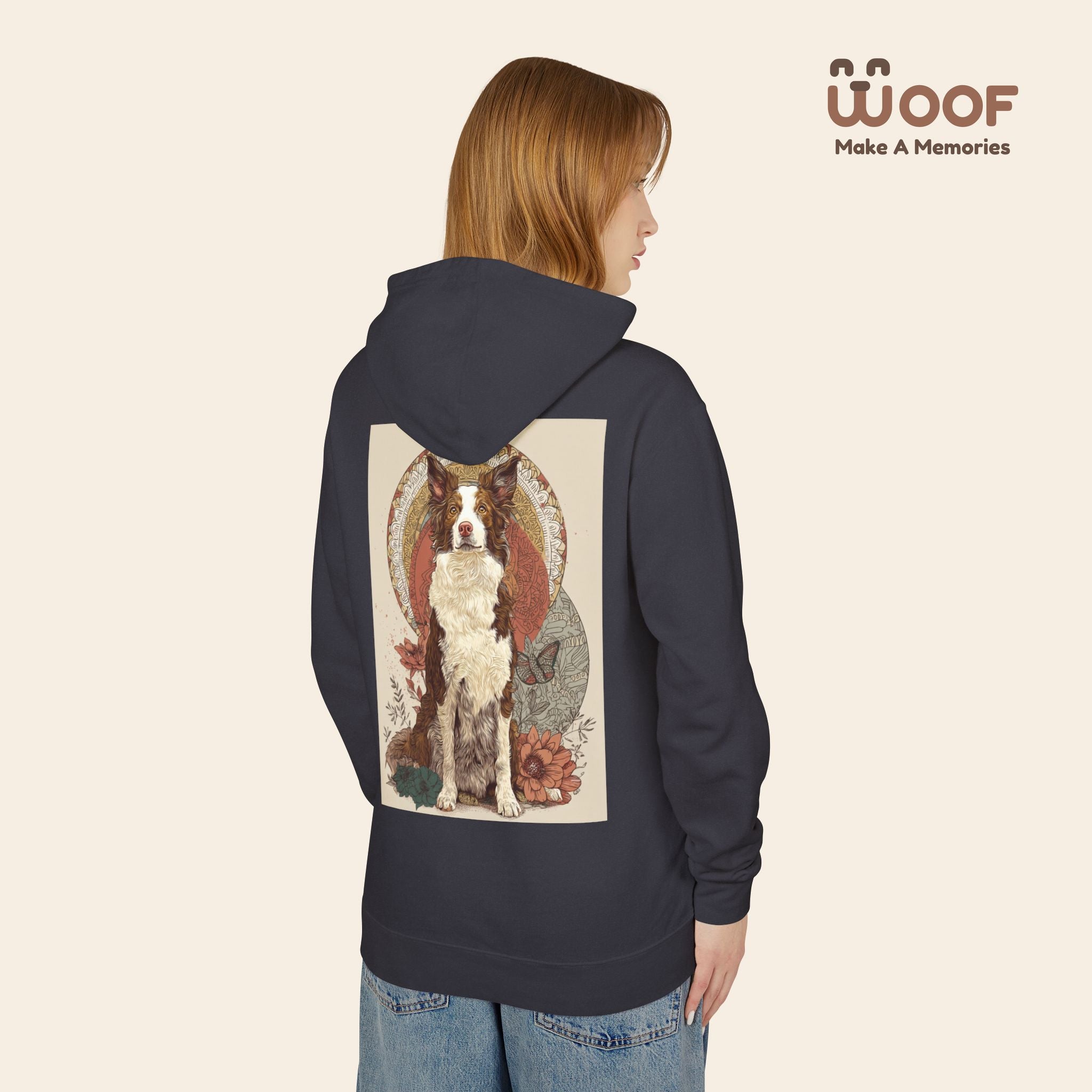 Vintage Dog Art Unisex Lightweight Hooded Sweatshirt - Pet Lover Gift, Nature-Inspired Apparel, Cozy Spring Layer, Dog-Themed Fashion