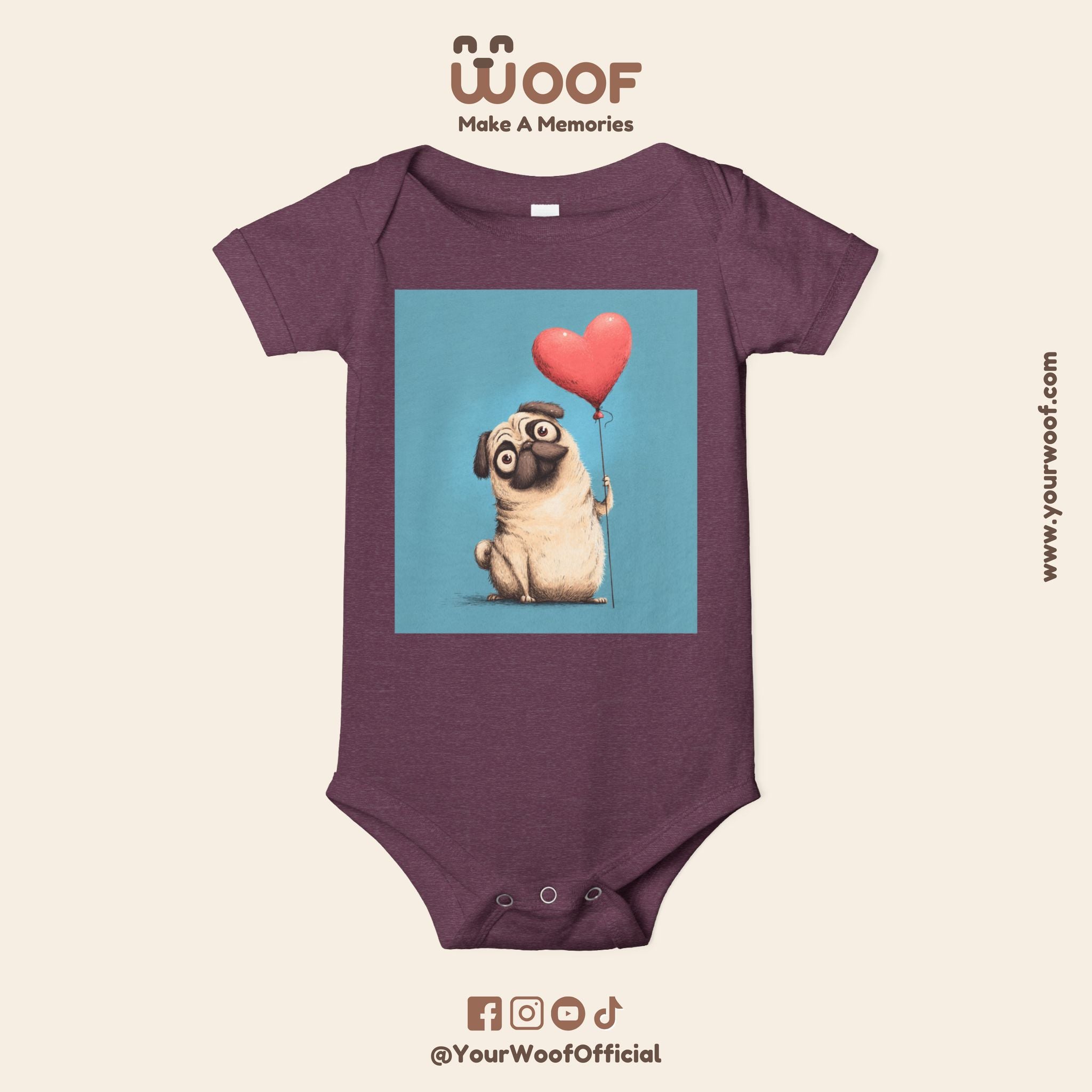 Adorable Pug Love Infant One Piece, Baby Bodysuit, Cute Baby Gifts, Dog Lover Outfit, Newborn Clothes, Valentine's Day Gift