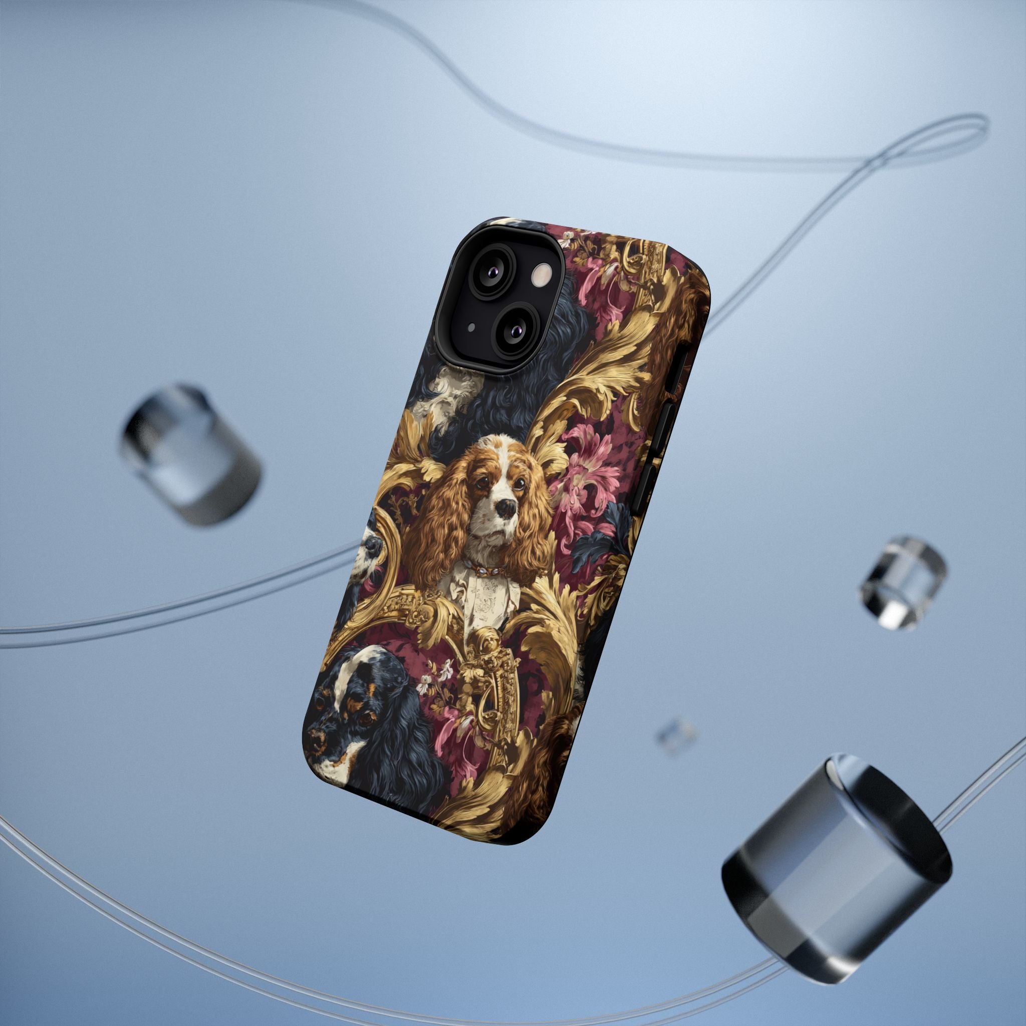 Elegant Pet Portrait Phone Case – Floral Design, Dog Lover Gift, Durable Phone Cover, Unique Art Case, Stylish Accessory