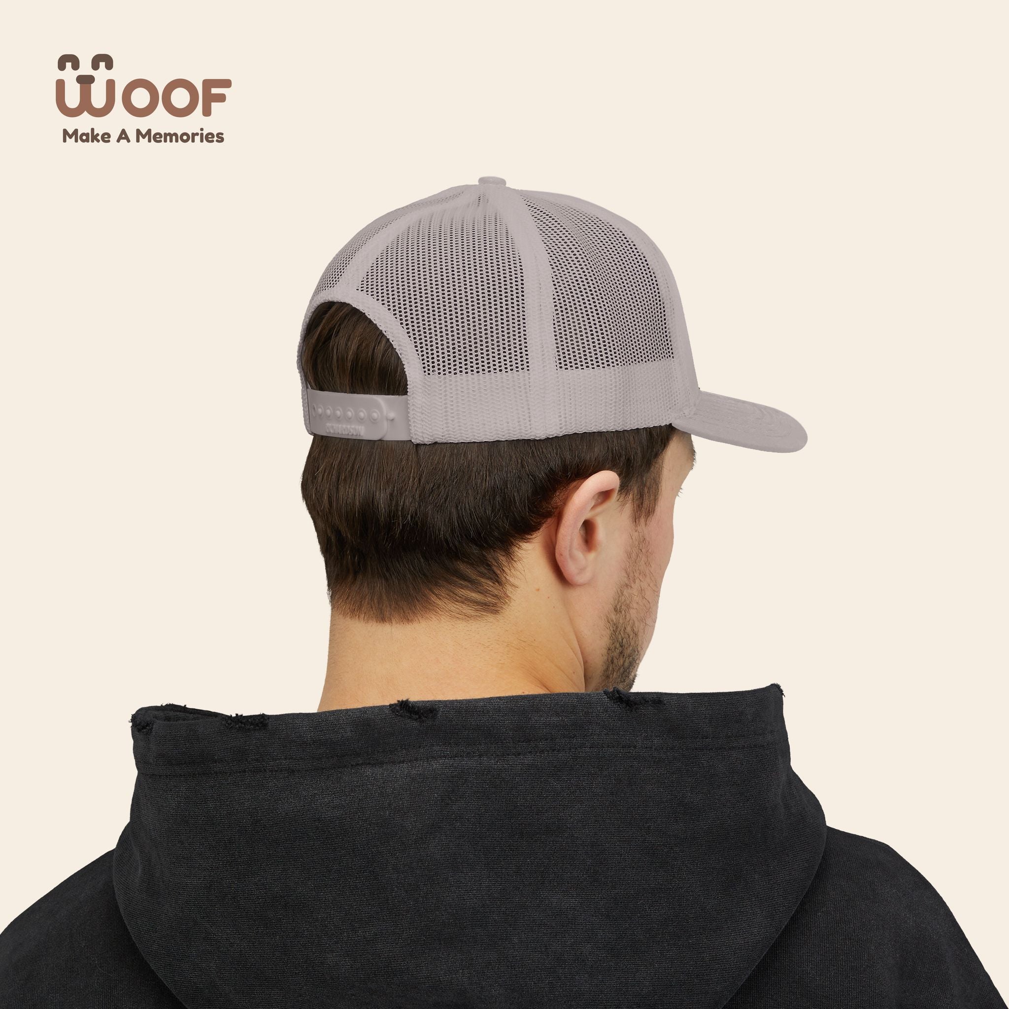 Woof Snapback Trucker Cap - Pet Lovers Gift, Dog Mom Hat, Casual Outdoor Accessory, Fun Pet Apparel, Unique Dog Dad Gift