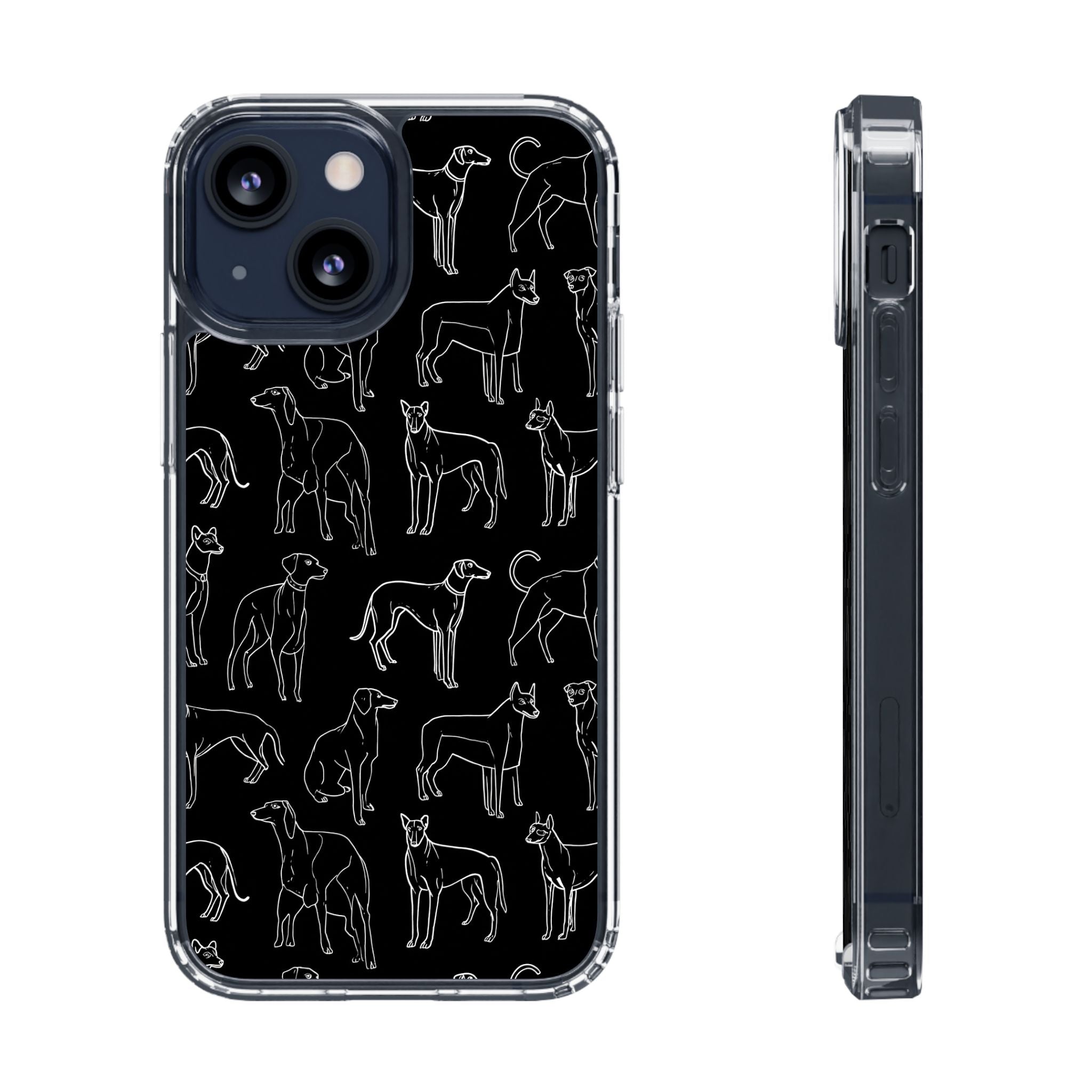 Stylish Dog Print Clear Phone Case, Pet Lover Gift, Customizable Clear Cases, Dog Owner Accessories, Cute Phone Covers