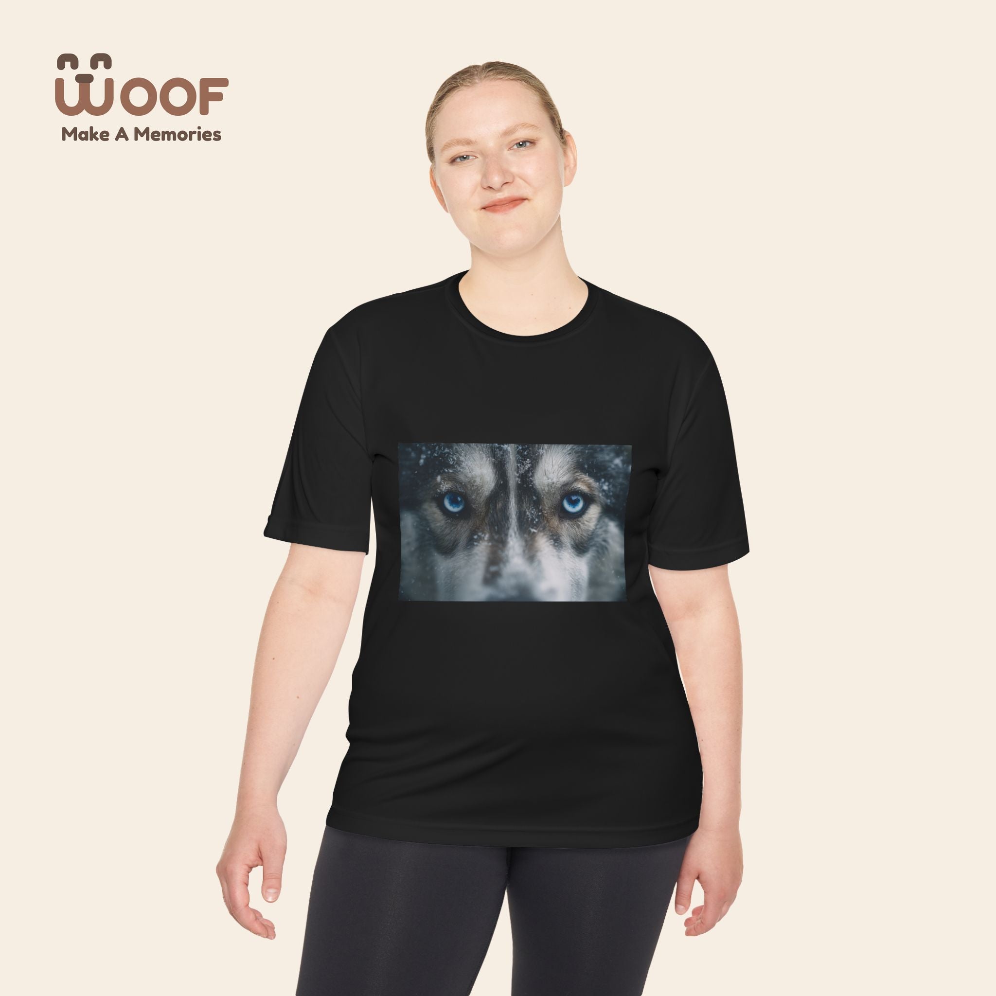Woof Unisex Moisture Wicking Tee - Dog Lover's Apparel, Perfect for Outdoor Adventures, Pet Days, Gifts for Dog Owners, Cool Summer Wear