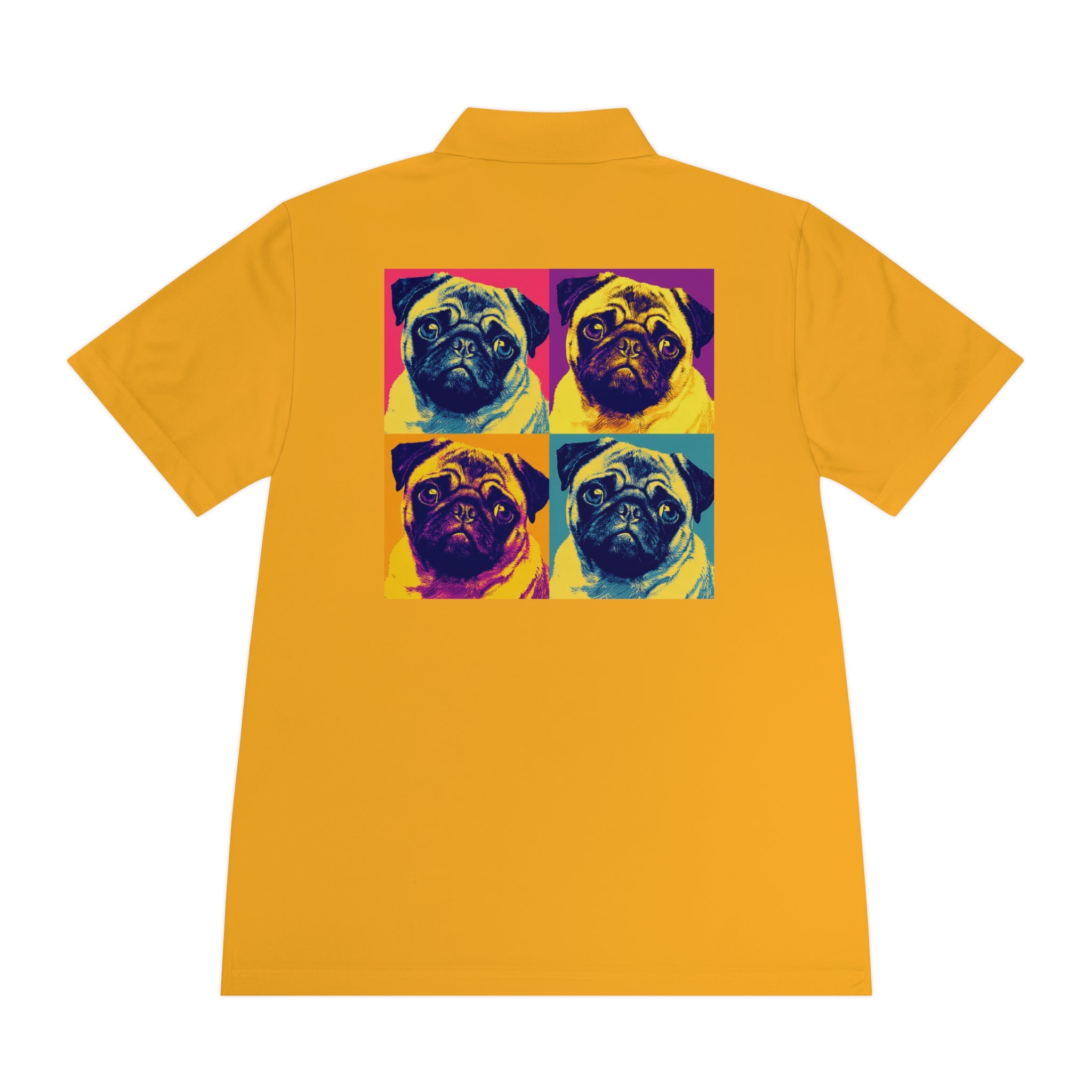 Men's Sport Polo Shirt with Colorful Pug Design, Fun Casual Wear, Dog Lover Gift, Unique Sports Polo, Stylish Outdoor Apparel