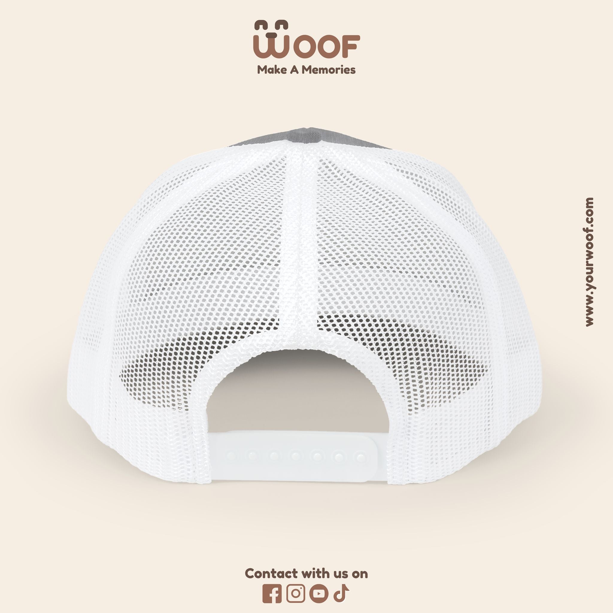 Woof Snapback Trucker Cap - Pet Lovers Gift, Dog Mom Hat, Casual Outdoor Accessory, Fun Pet Apparel, Unique Dog Dad Gift