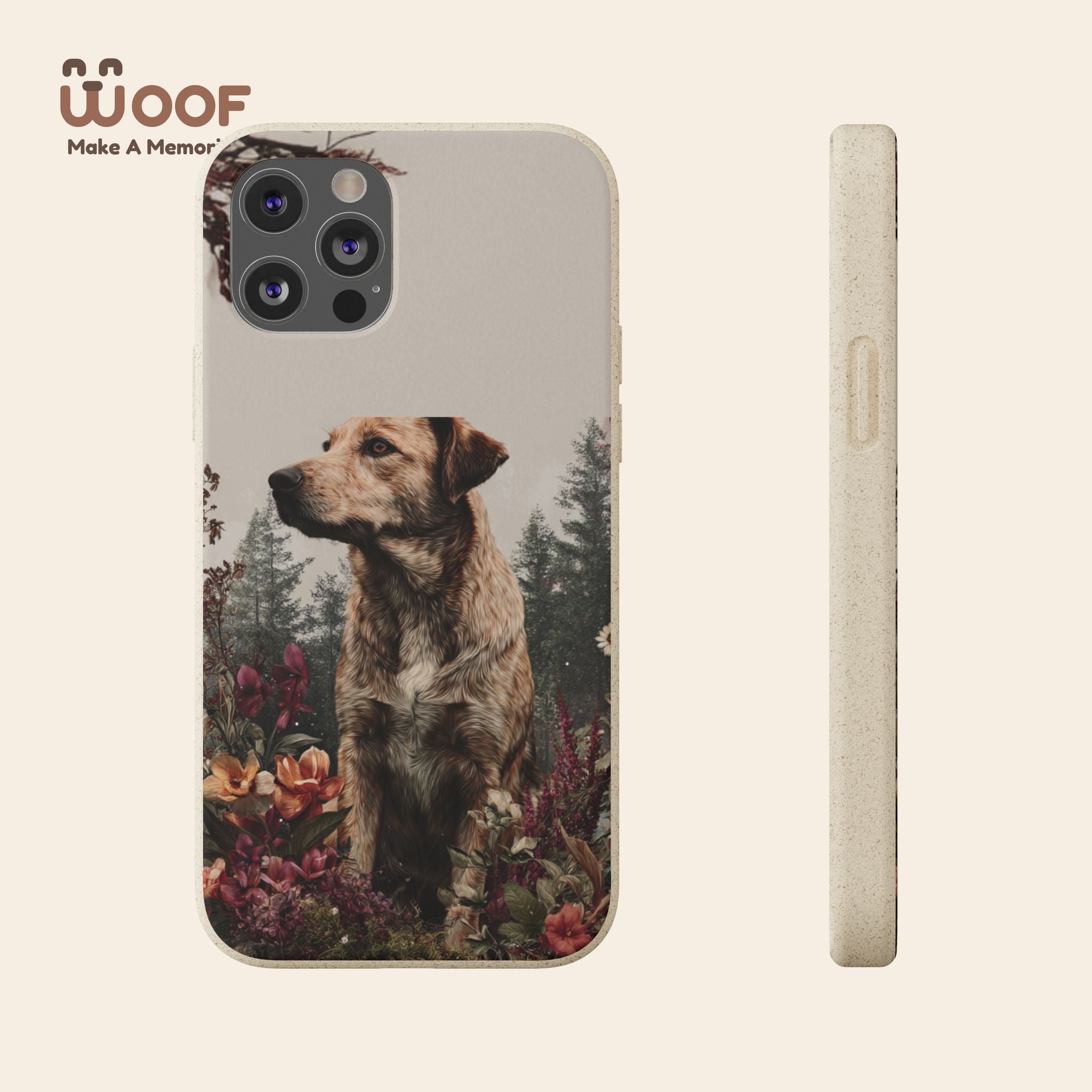 Eco-Friendly Dog Lover Biodegradable Phone Case - Floral Design