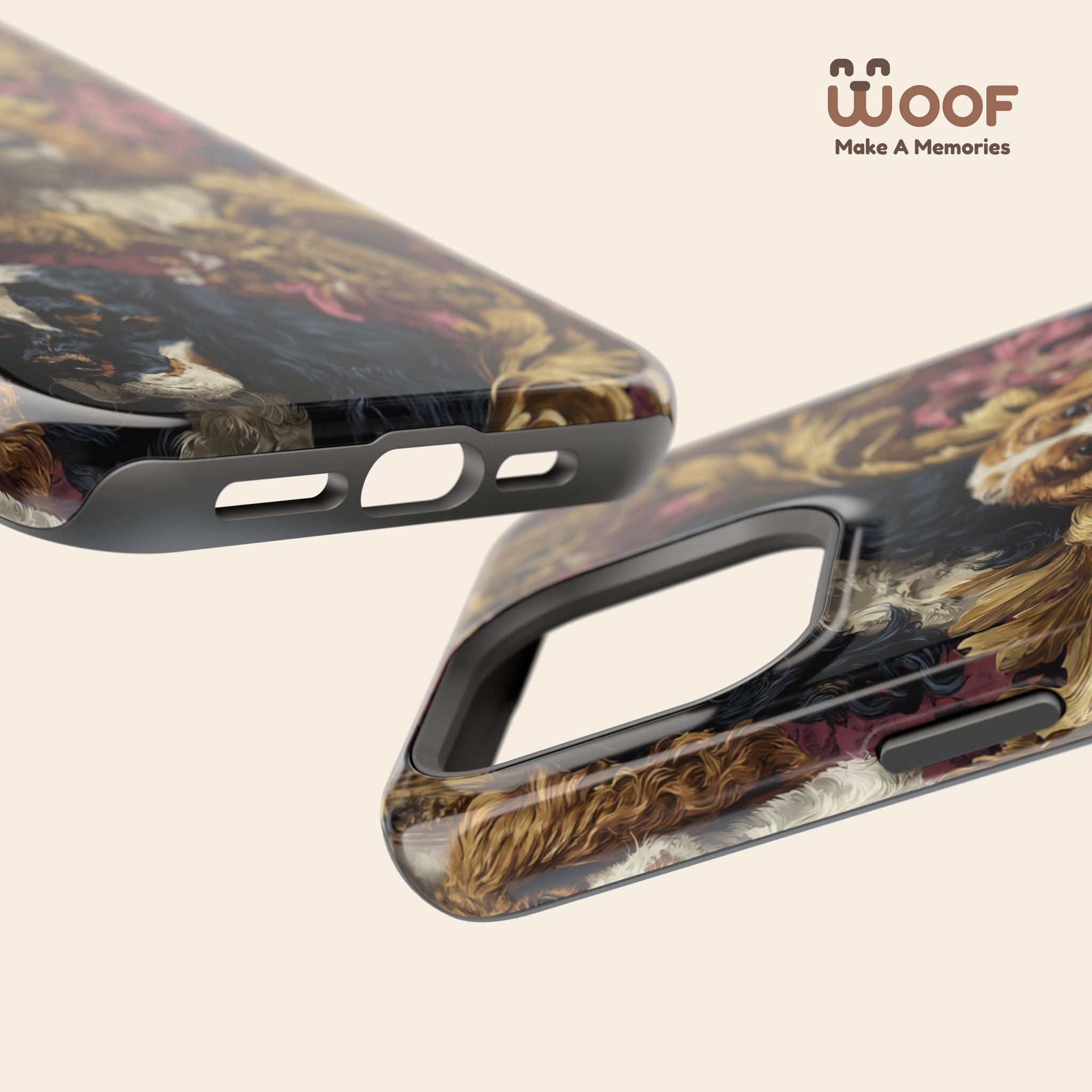 Elegant Pet Portrait Phone Case – Floral Design, Dog Lover Gift, Durable Phone Cover, Unique Art Case, Stylish Accessory