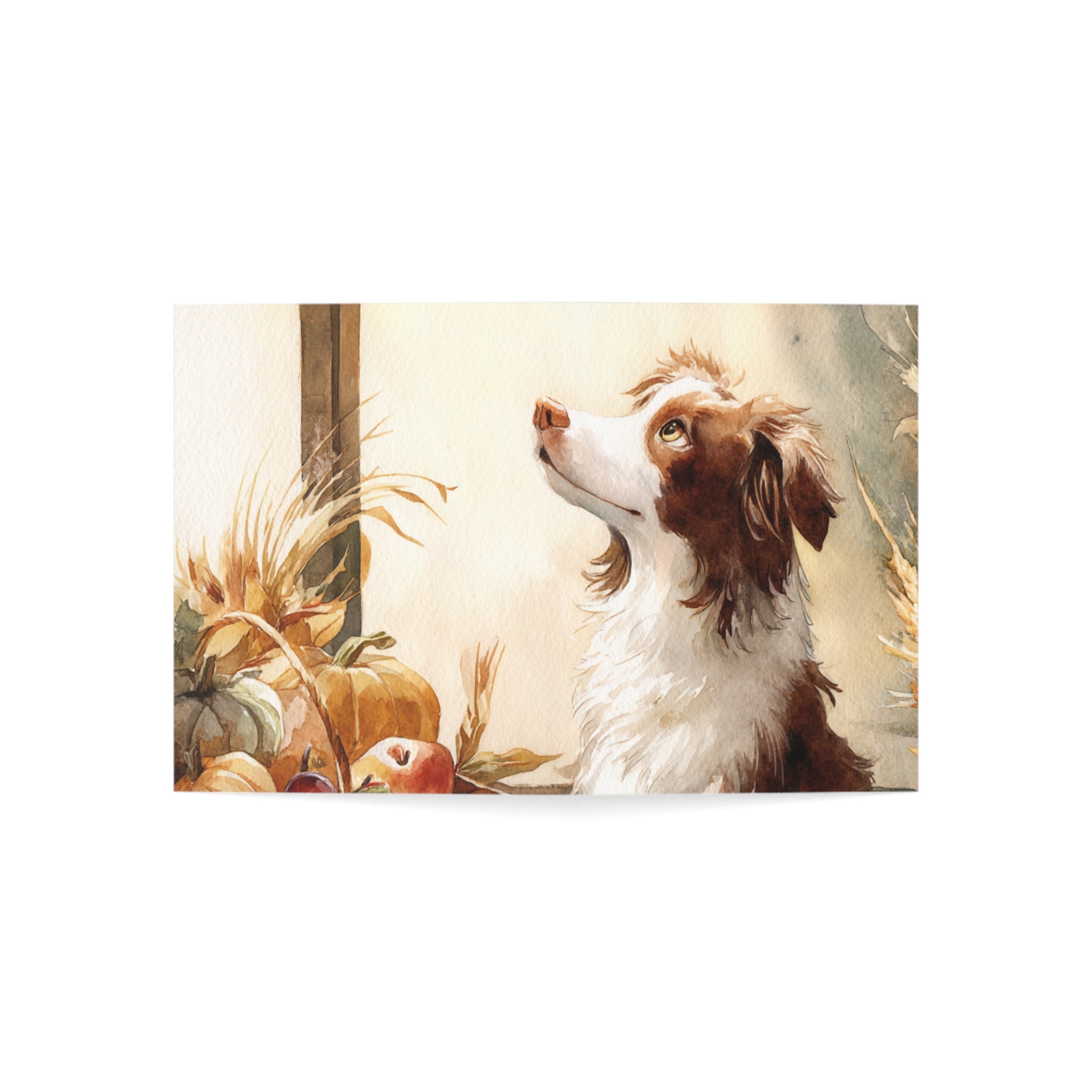 Watercolor Dog & Autumn Harvest Greeting Cards - Set of 1, 10, 30, or 50