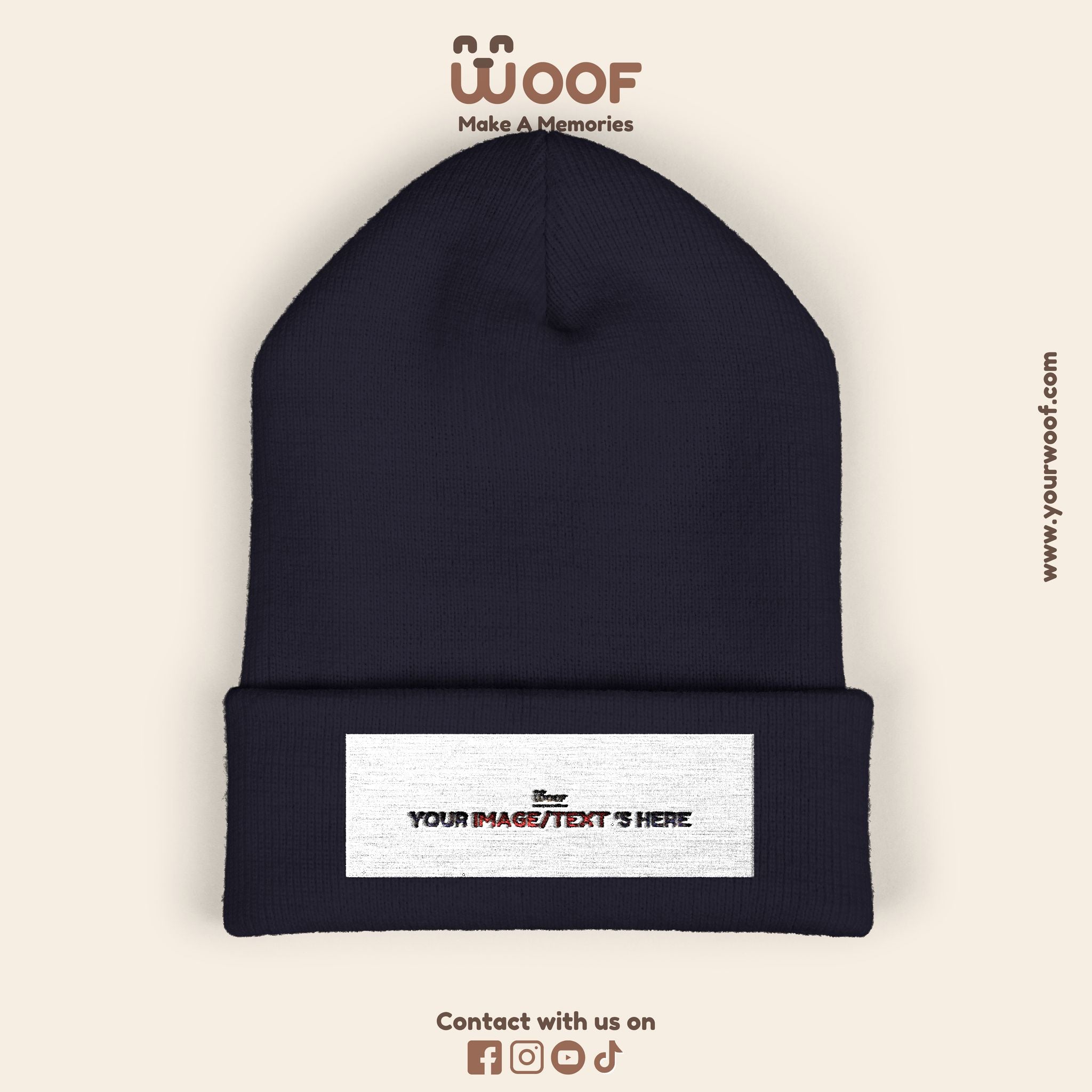 Classic Cuffed Beanie with 'Woof' Embroidery - Perfect for Dog Lovers, Winter Wear, Gift for Pet Owners, Cozy Accessory, Everyday Style