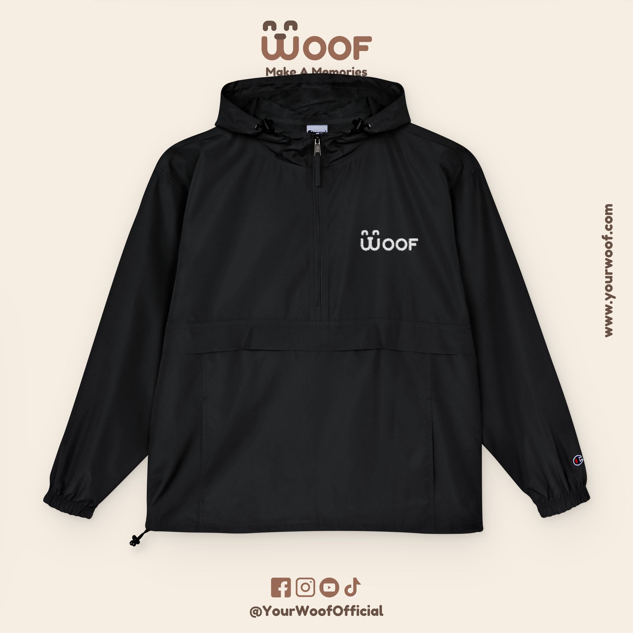 Bright Woof Packable Anorak Jacket, Dog Lover's Gift, Outdoor Adventure Wear, Summer Rain Jacket, Pet Owner Apparel