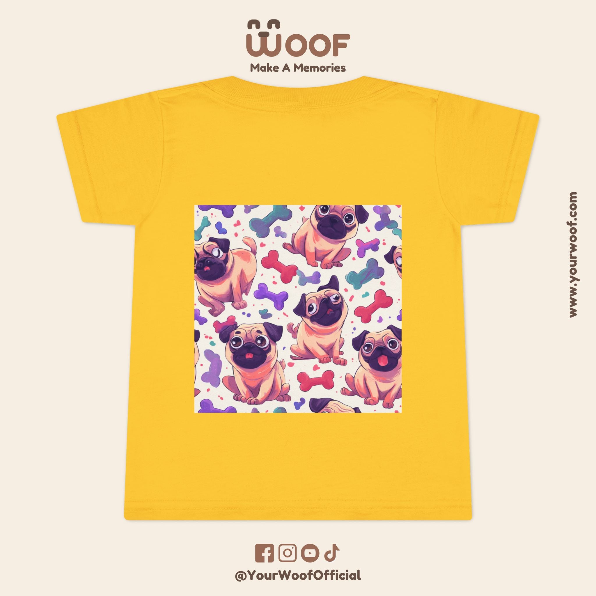 Pug Pattern Toddler T-Shirt, Cute Dog Tee, Kids Wear, Birthday Outfit, Animal Lover Gift, Playful Design, Fun Fashion