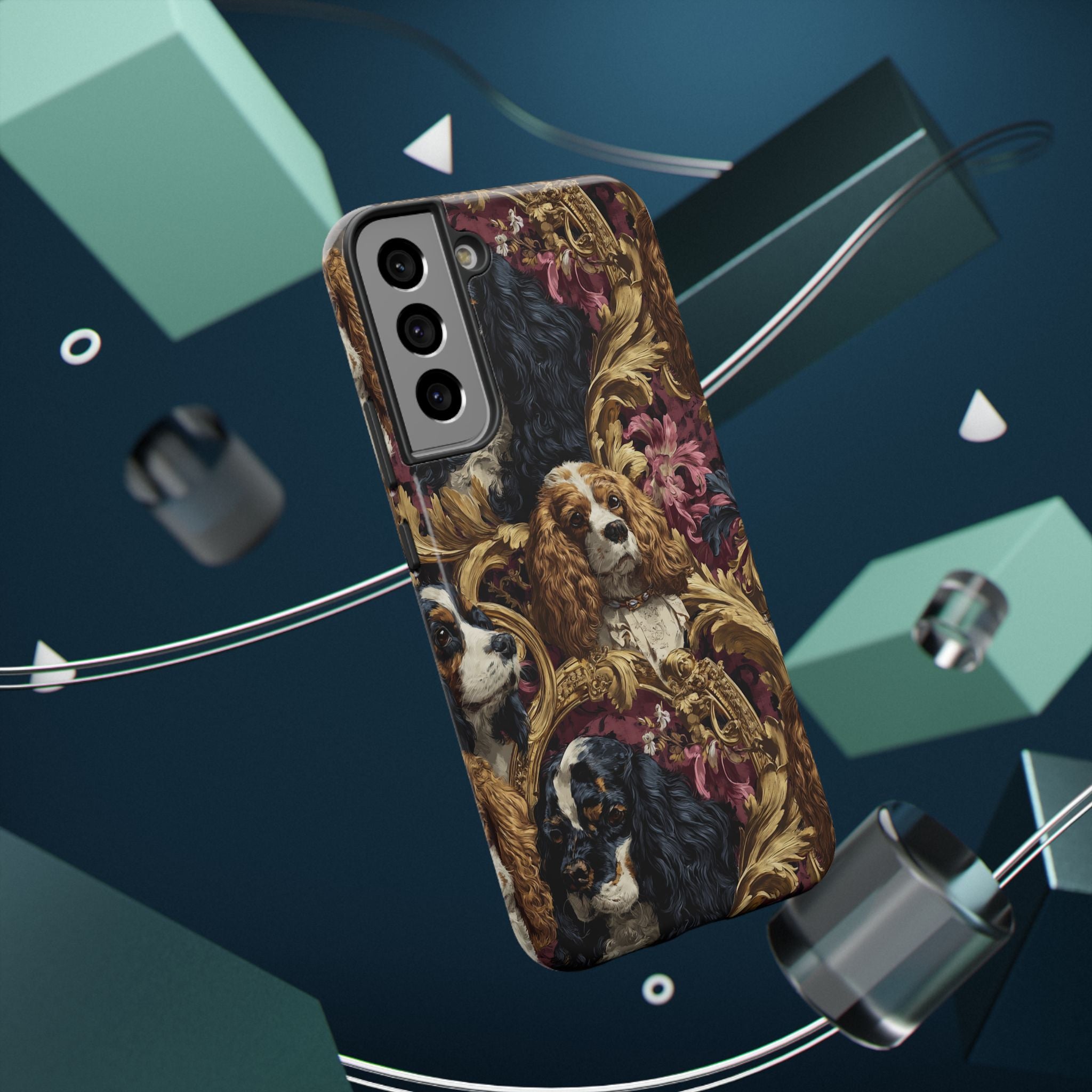 Elegant Pet Portrait Phone Case – Floral Design, Dog Lover Gift, Durable Phone Cover, Unique Art Case, Stylish Accessory