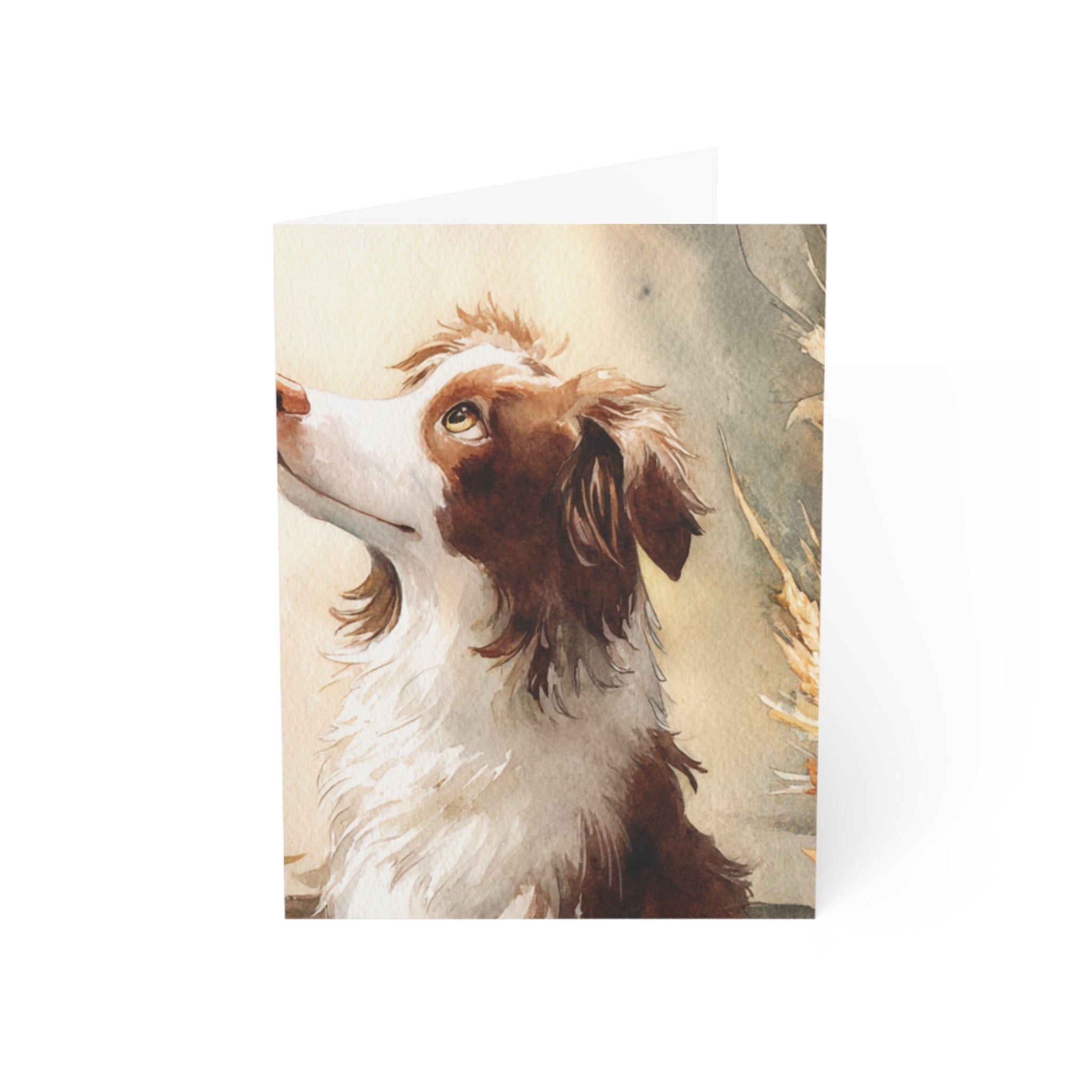 Watercolor Dog & Autumn Harvest Greeting Cards - Set of 1, 10, 30, or 50