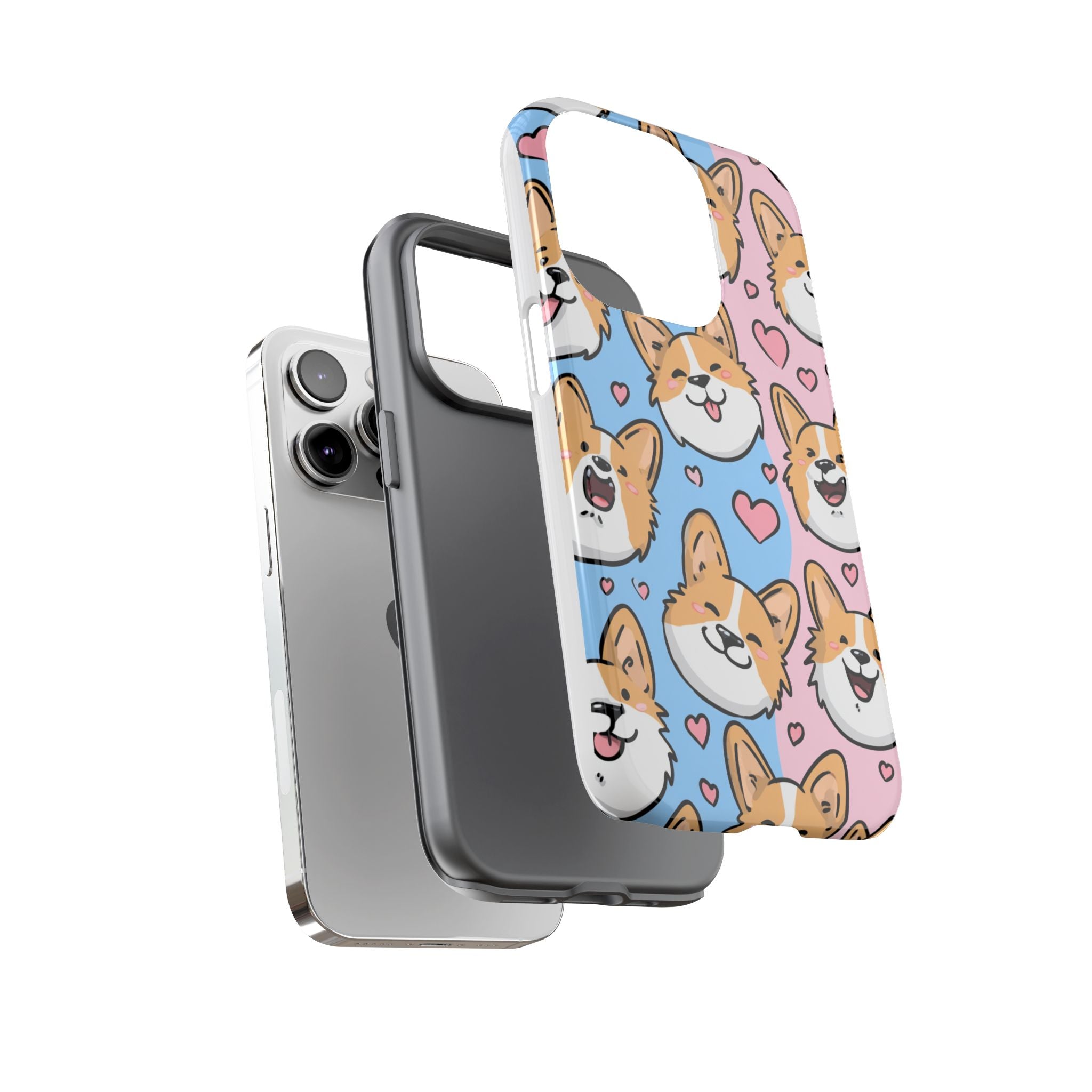 Cute Corgi Phone Case – Fun & Playful Protection with Love Hearts