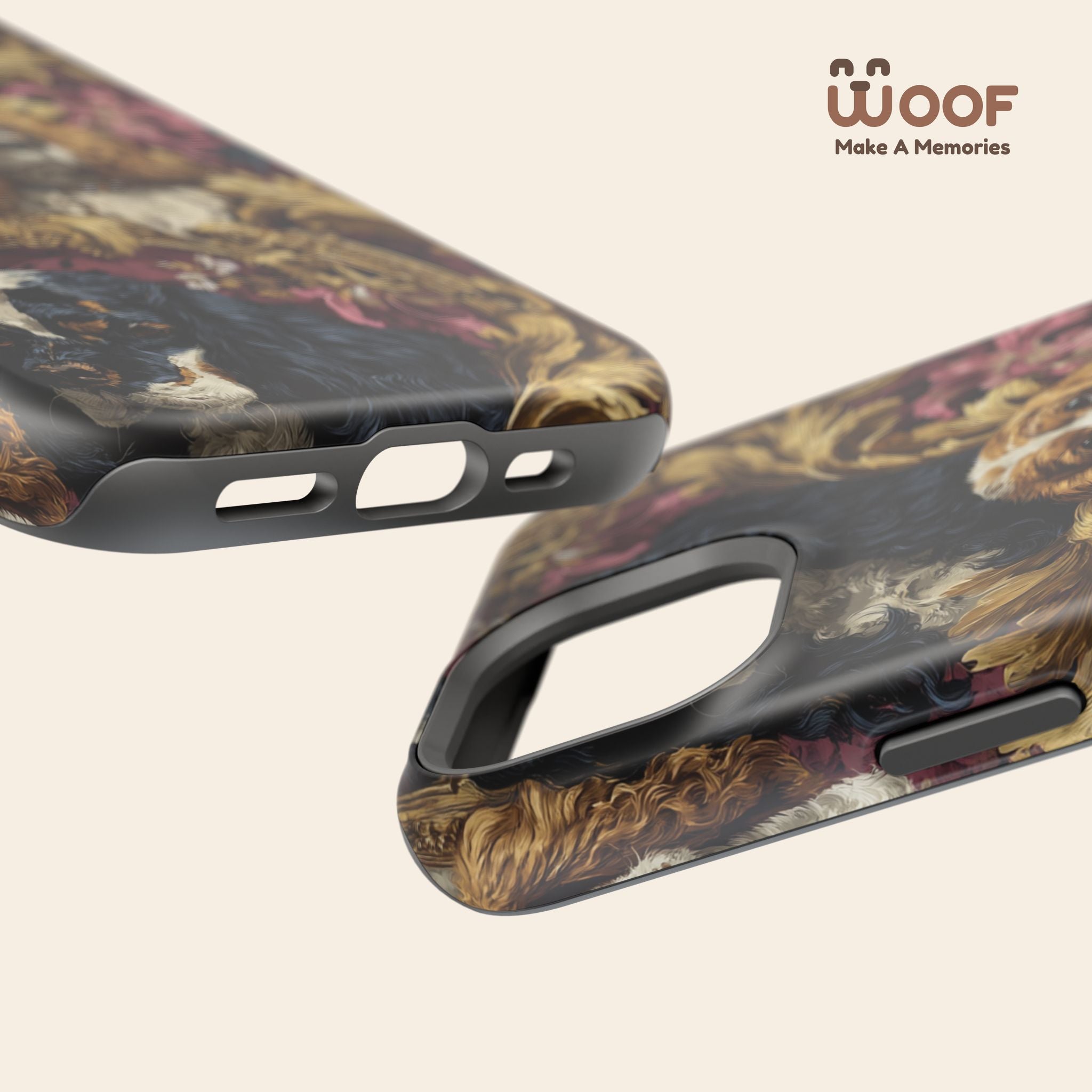 Elegant Pet Portrait Phone Case – Floral Design, Dog Lover Gift, Durable Phone Cover, Unique Art Case, Stylish Accessory