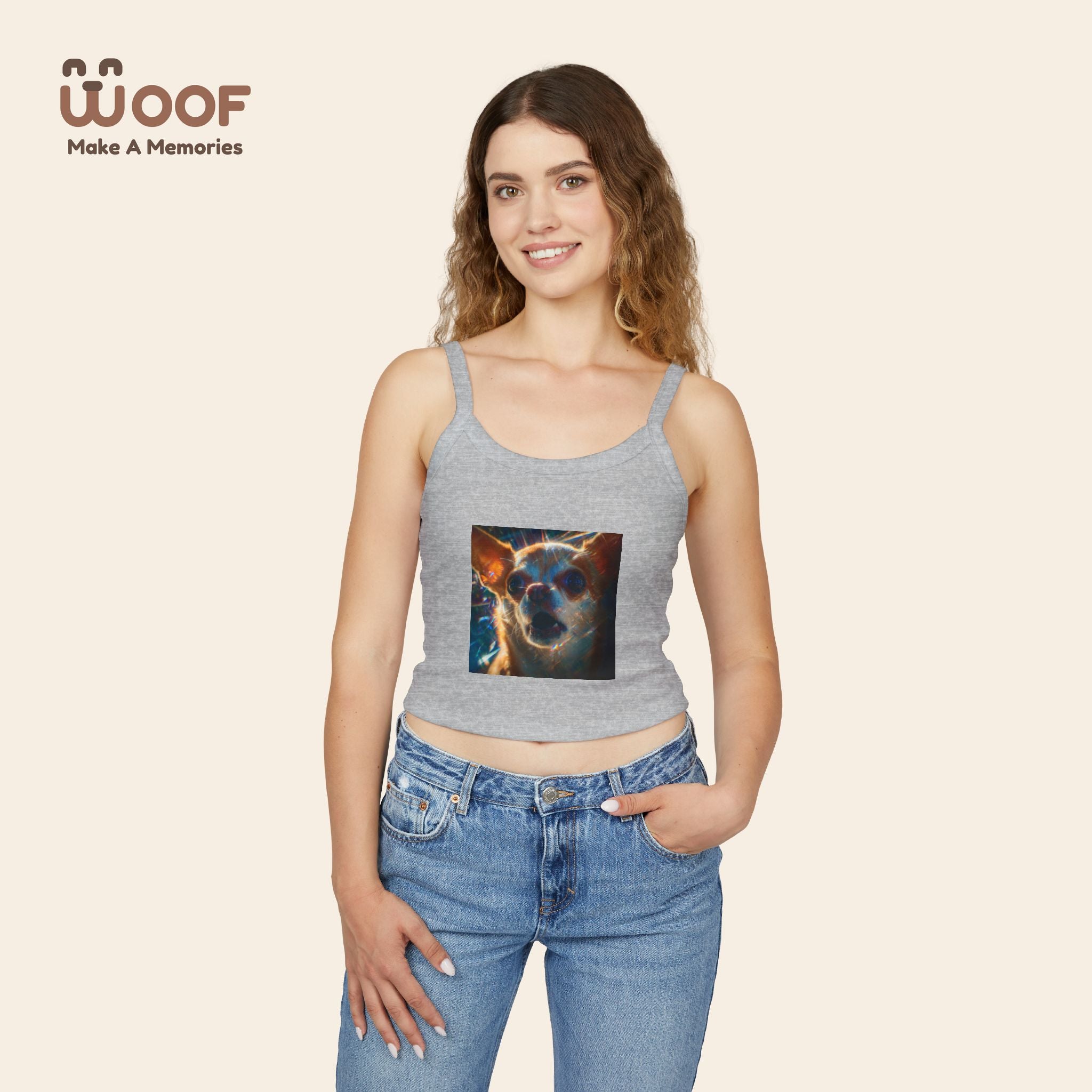 Cute Pet Lover's Spaghetti Strap Tank Top, Dog Mom Gift, Summer Top, Casual Wear, Animal Lover Apparel