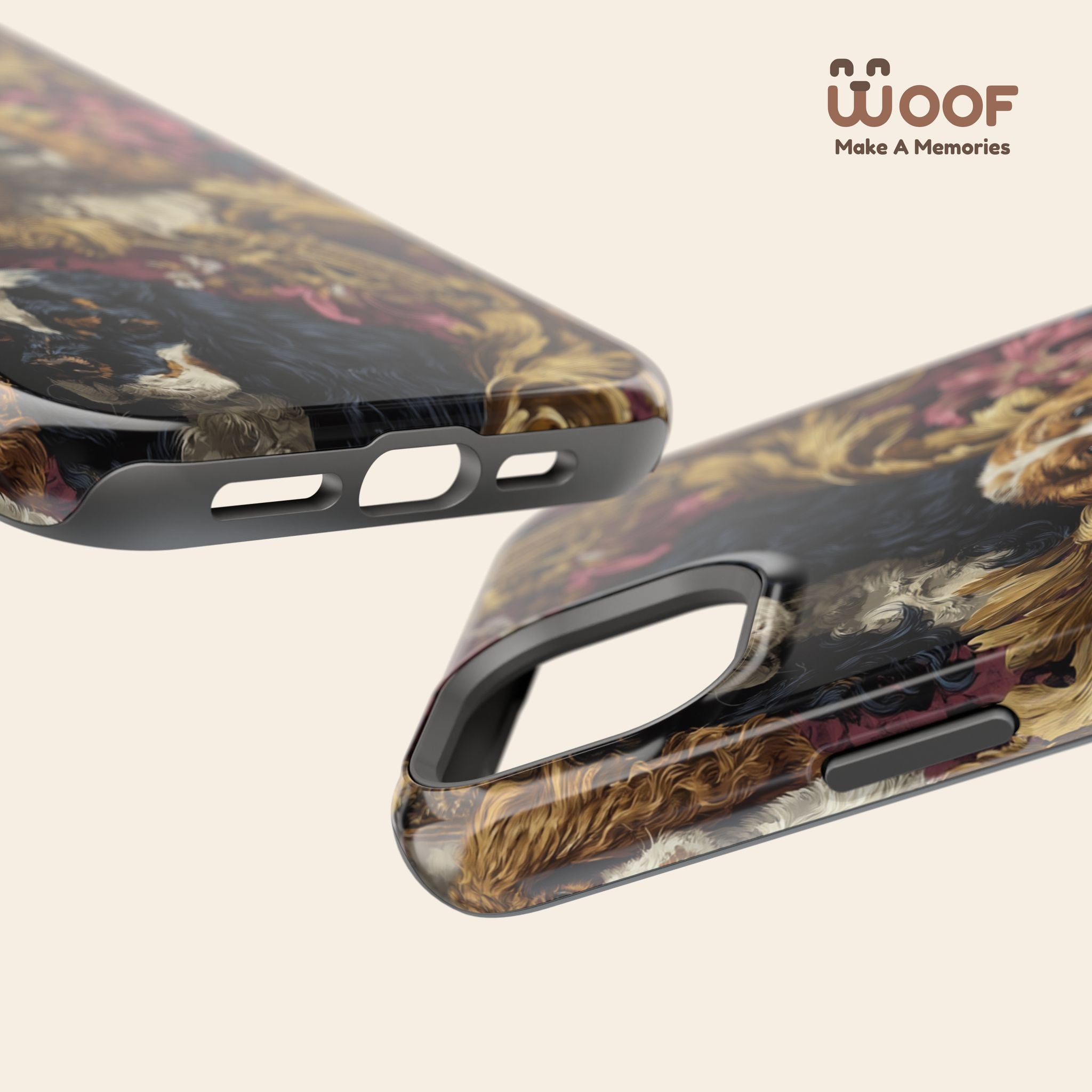 Elegant Pet Portrait Phone Case – Floral Design, Dog Lover Gift, Durable Phone Cover, Unique Art Case, Stylish Accessory
