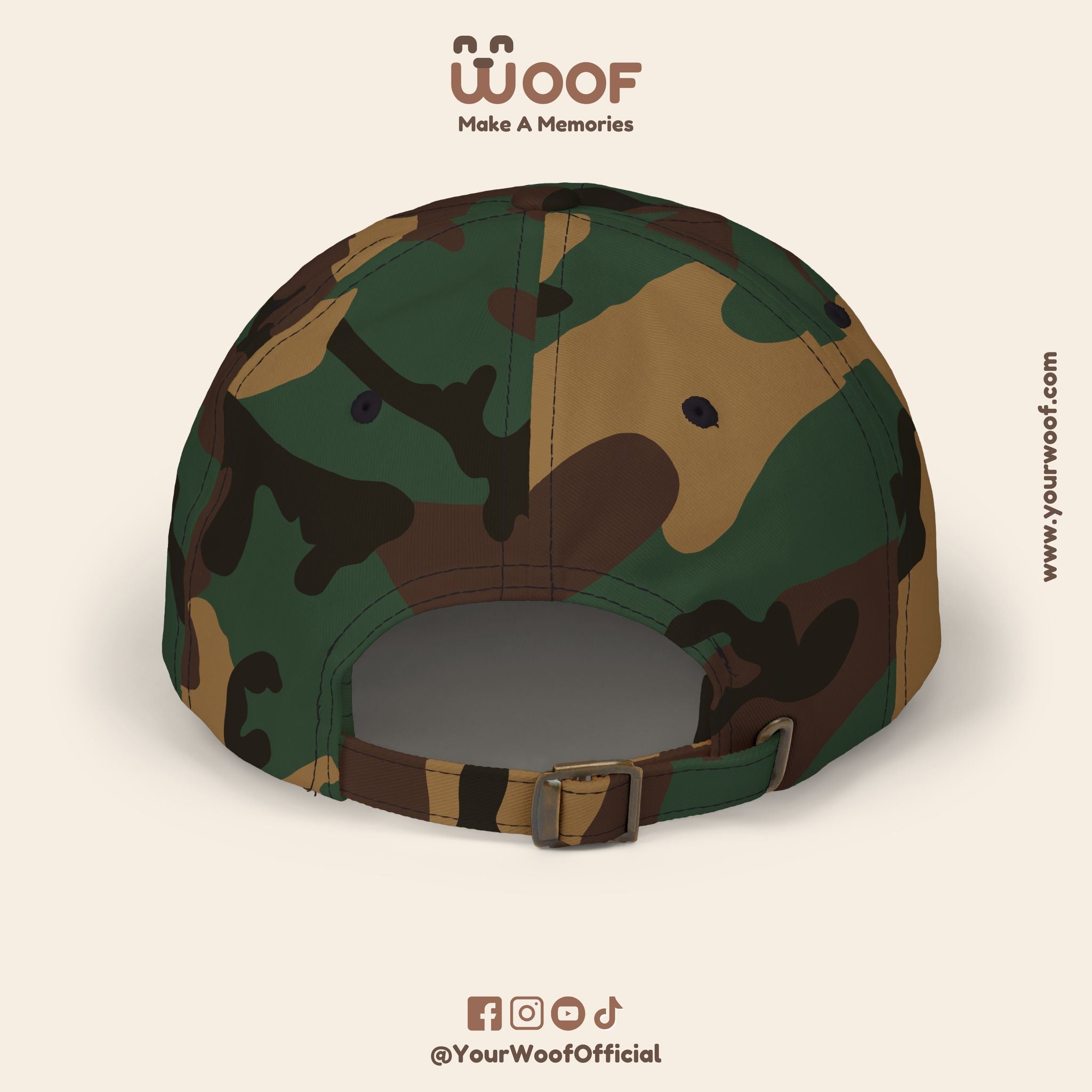 Classic Dad Cap with Woof Design, Adjustable Cap for Dog Lovers, Gift for Pet Owners, Casual Style Hat, Everyday Wear