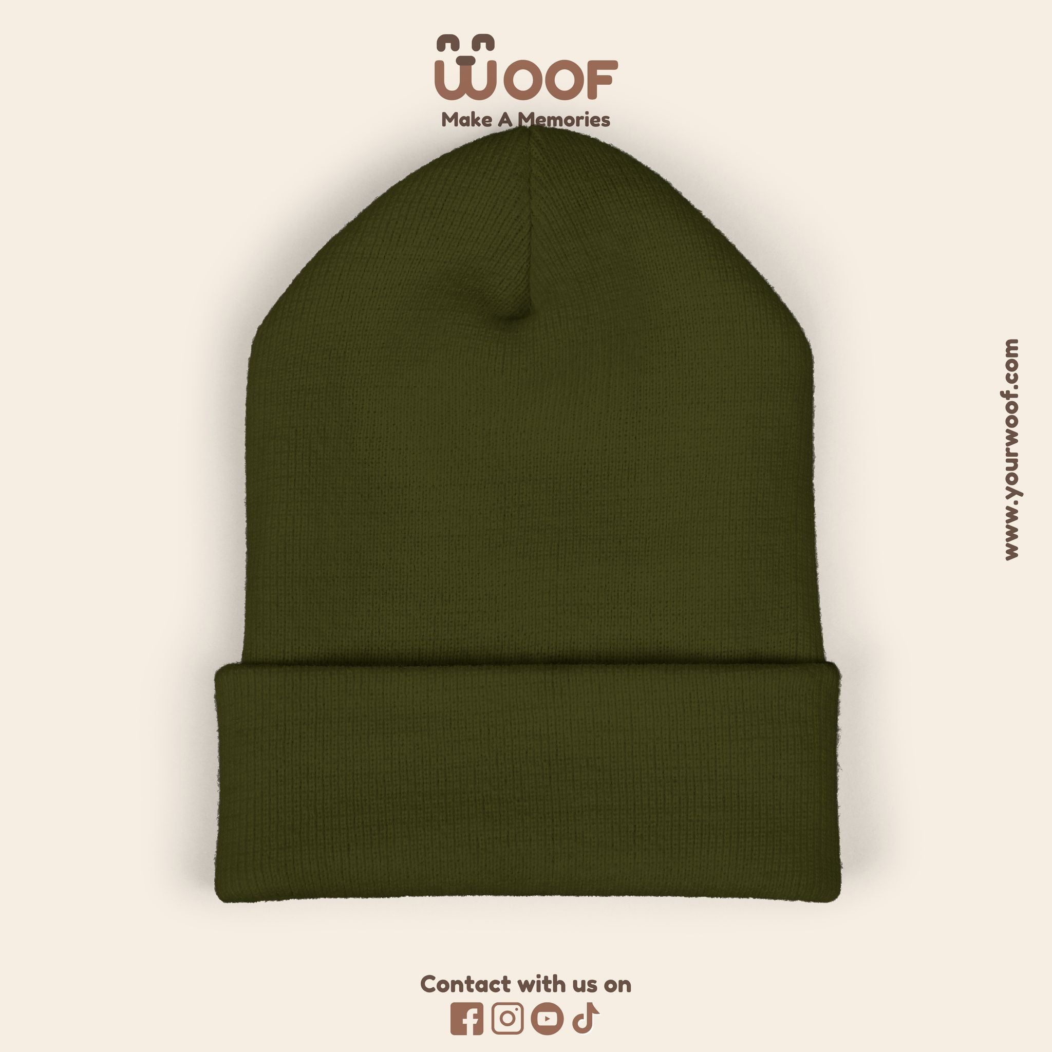 Classic Cuffed Beanie with 'Woof' Embroidery - Perfect for Dog Lovers, Winter Wear, Gift for Pet Owners, Cozy Accessory, Everyday Style