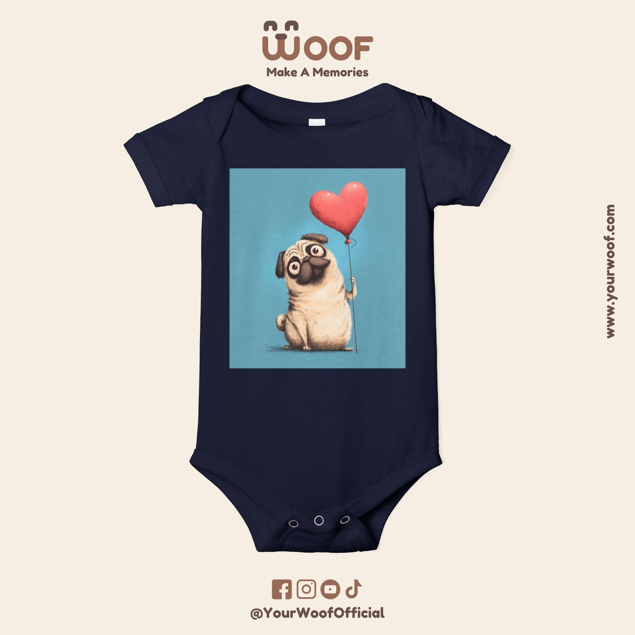 Adorable Pug Love Infant One Piece, Baby Bodysuit, Cute Baby Gifts, Dog Lover Outfit, Newborn Clothes, Valentine's Day Gift