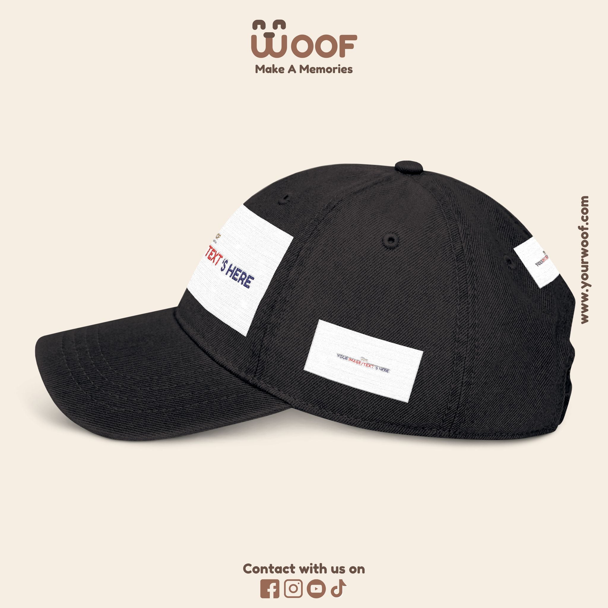 Custom Embroidered Denim Hat, Gift for Dog Lovers, Casual Style Cap, Perfect for Birthdays, Outdoor Adventures, Woof Theme