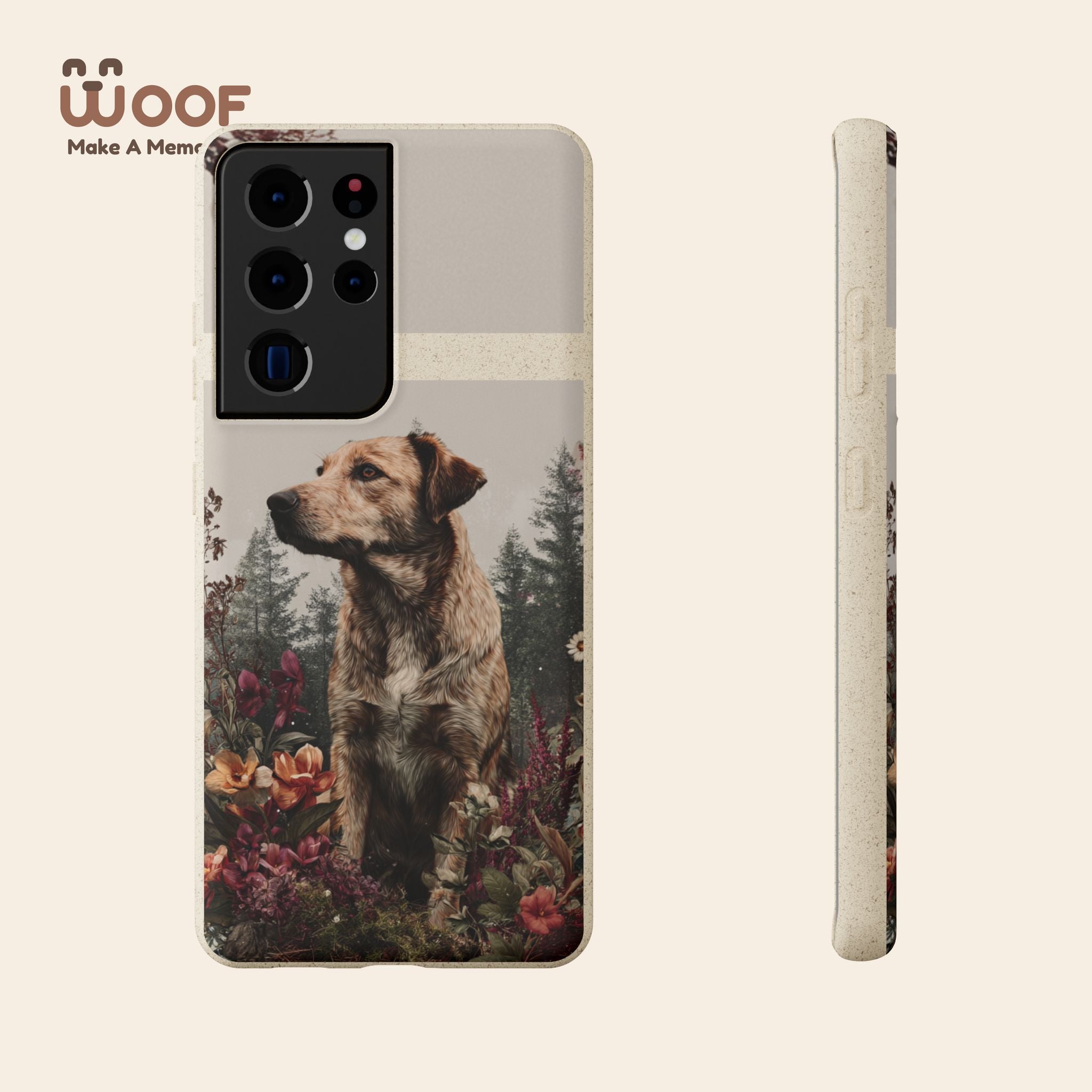 Eco-Friendly Dog Lover Biodegradable Phone Case - Floral Design
