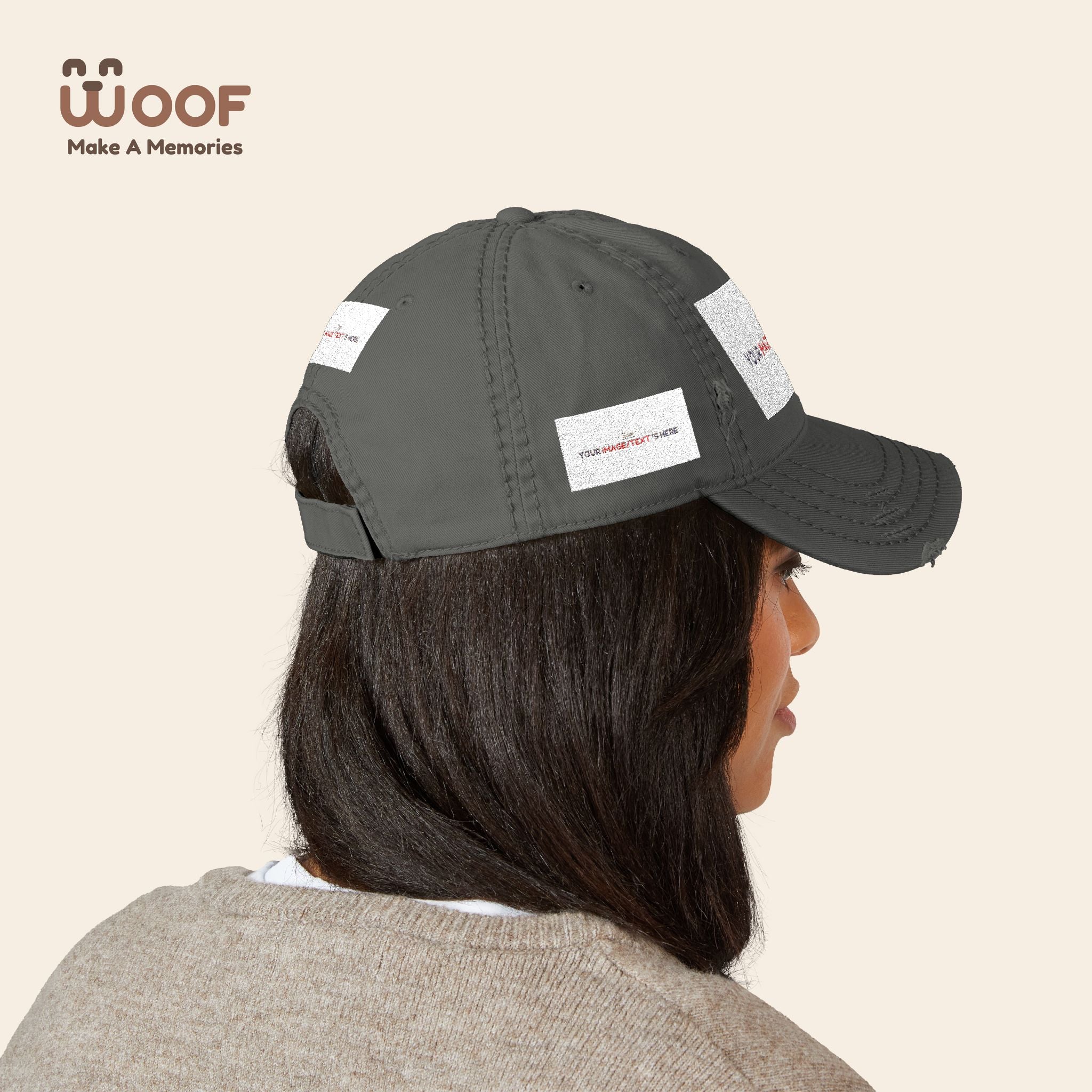 Distressed Embroidered Dad Hat, Customizable Cap for Casual Style, Great for Gifts, Outdoors, Festivals, Everyday Wear
