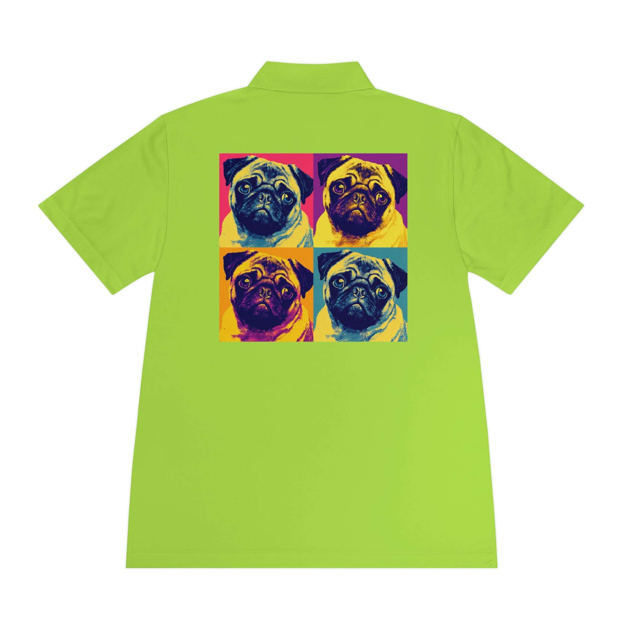 Men's Sport Polo Shirt with Colorful Pug Design, Fun Casual Wear, Dog Lover Gift, Unique Sports Polo, Stylish Outdoor Apparel