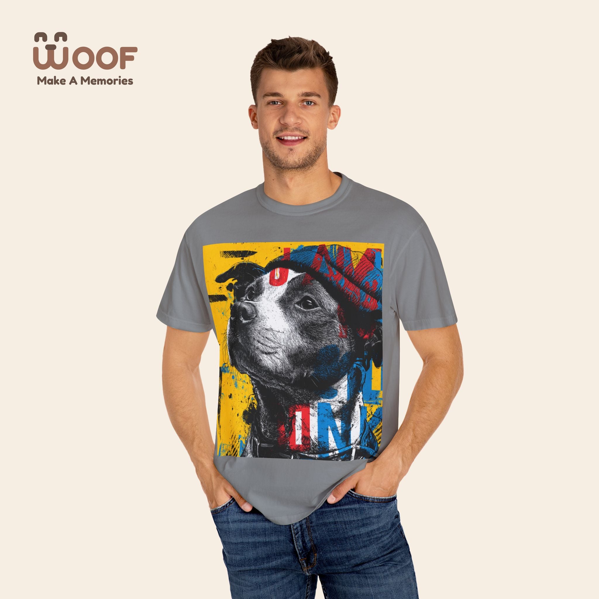 Vibrant Dog Art T-Shirt | Unisex Garment-Dyed Tee for Animal Lovers, Pet Enthusiasts, Gift for Dog Owners, Cute Pet Apparel, Summer Fashion