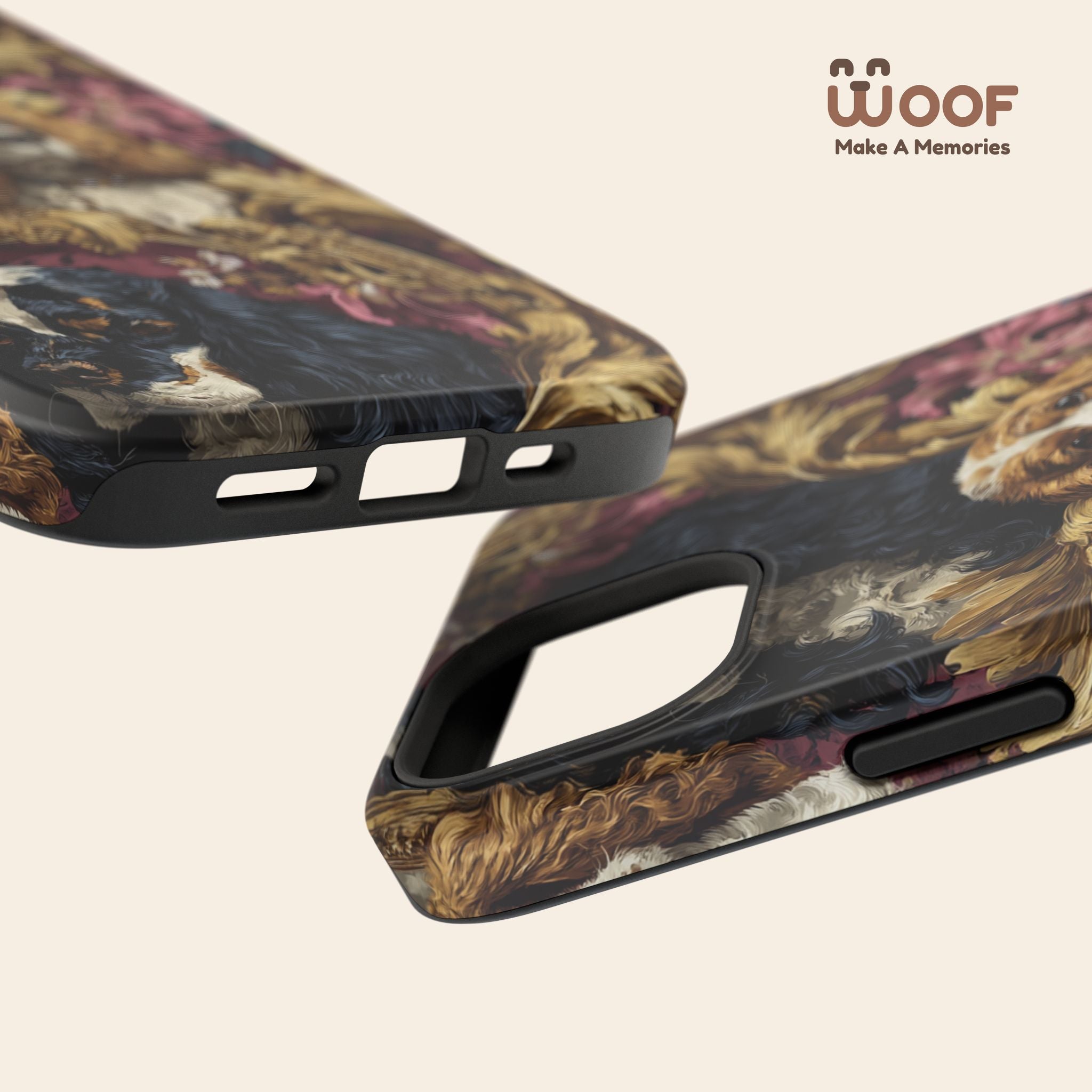 Elegant Pet Portrait Phone Case – Floral Design, Dog Lover Gift, Durable Phone Cover, Unique Art Case, Stylish Accessory