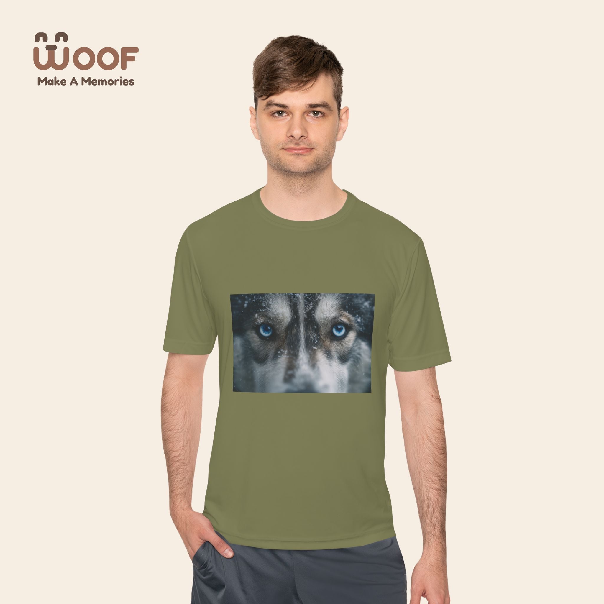 Woof Unisex Moisture Wicking Tee - Dog Lover's Apparel, Perfect for Outdoor Adventures, Pet Days, Gifts for Dog Owners, Cool Summer Wear