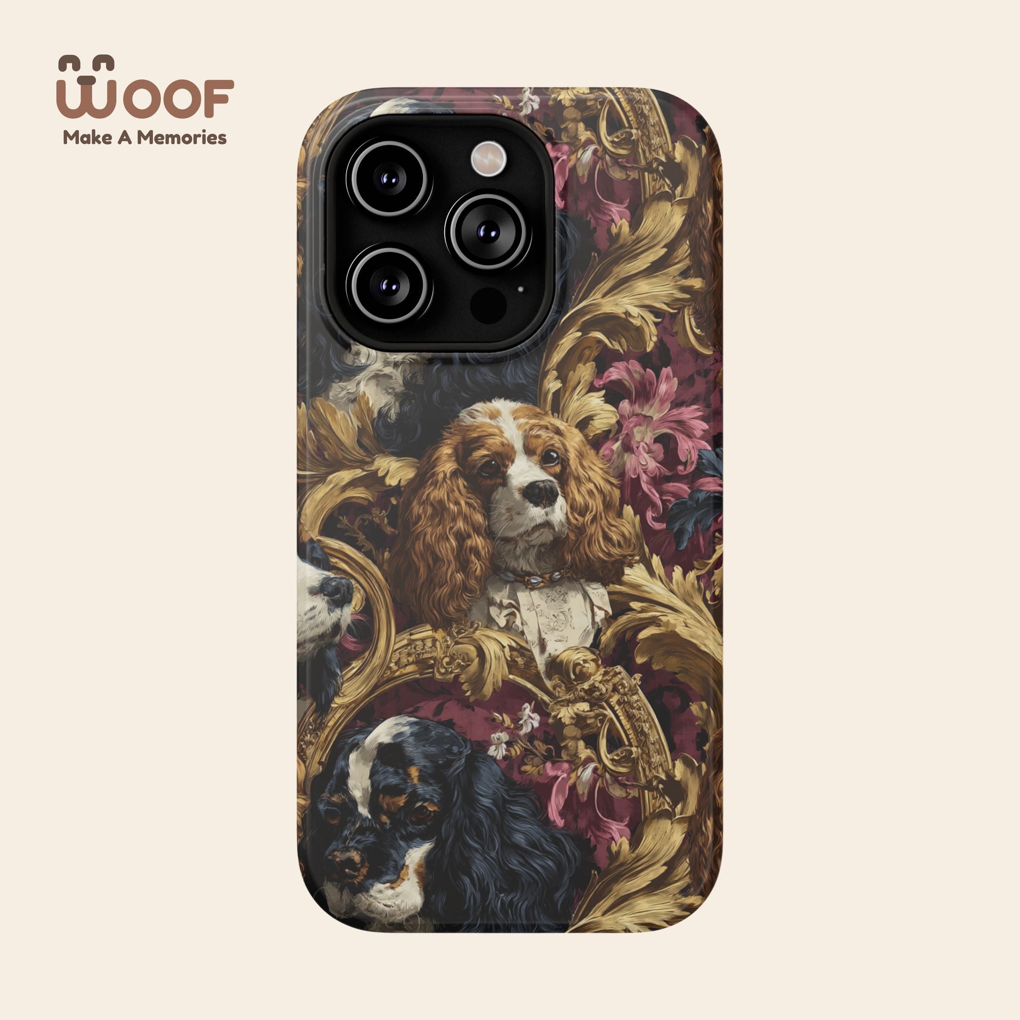 Elegant Pet Portrait Phone Case – Floral Design, Dog Lover Gift, Durable Phone Cover, Unique Art Case, Stylish Accessory
